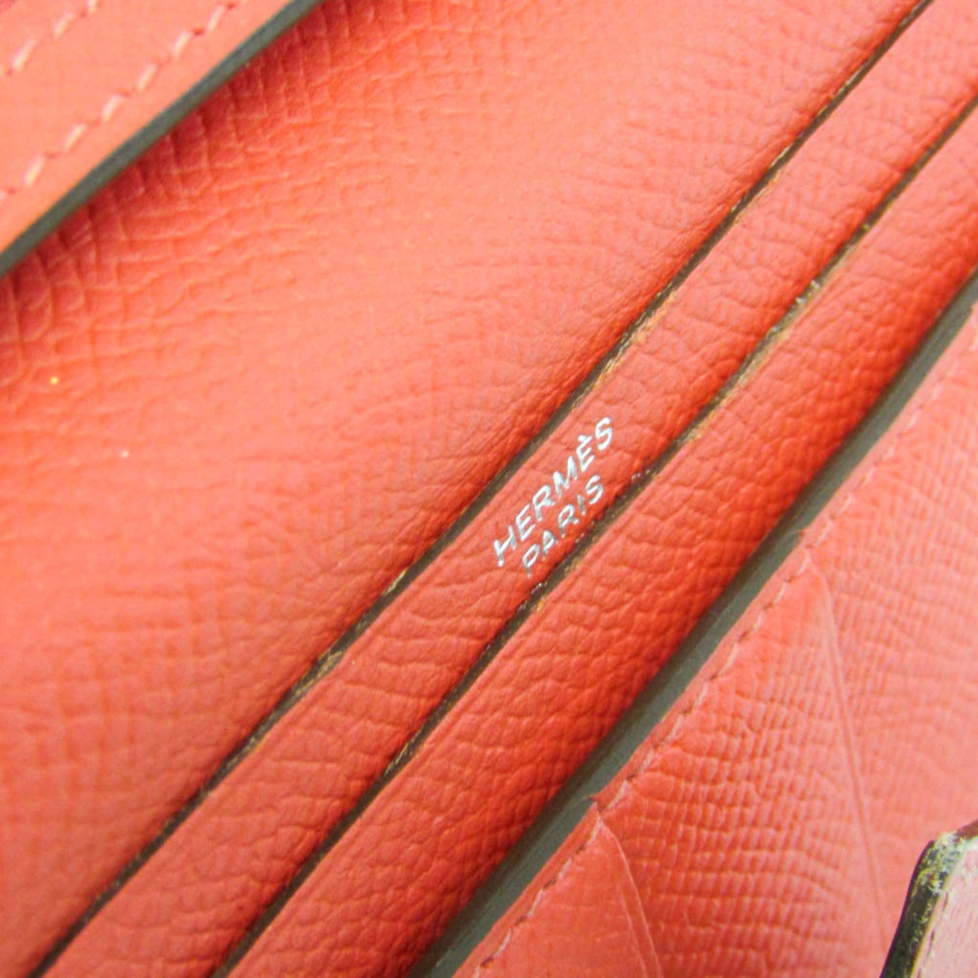 Hermes Hermes Bearn Bearn Soufflé Women's Epsom Leather Long Wallet (bi-fold) Salmon Pink Size ONE SIZE - 15 Thumbnail