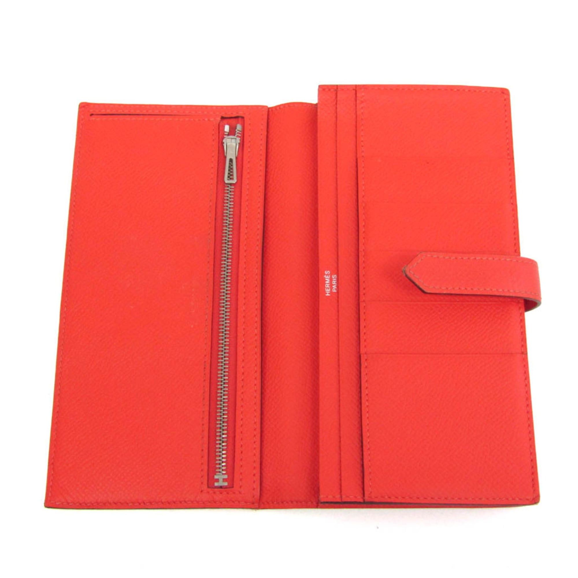 Hermes Hermes Bearn Bearn Soufflé Women's Epsom Leather Long Wallet (bi-fold) Salmon Pink Size ONE SIZE - 4 Thumbnail