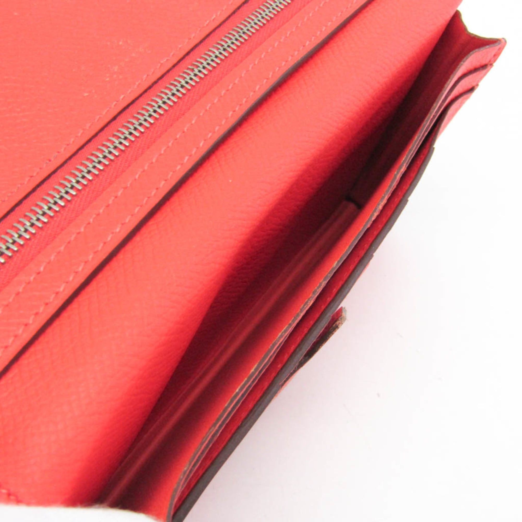Hermes Hermes Bearn Bearn Soufflé Women's Epsom Leather Long Wallet (bi-fold) Salmon Pink Size ONE SIZE - 5 Thumbnail