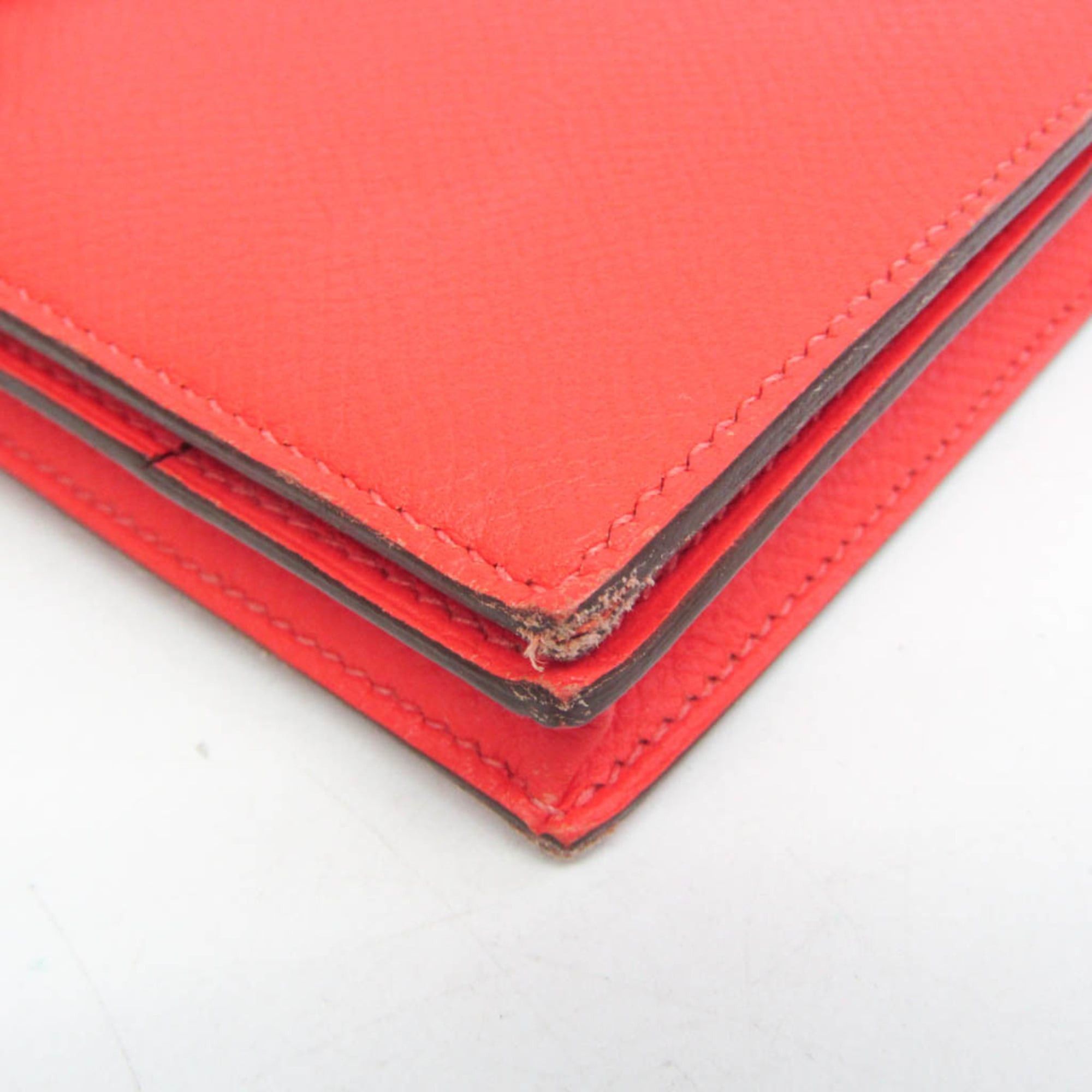 Hermes Hermes Bearn Bearn Soufflé Women's Epsom Leather Long Wallet (bi-fold) Salmon Pink Size ONE SIZE - 8 Thumbnail
