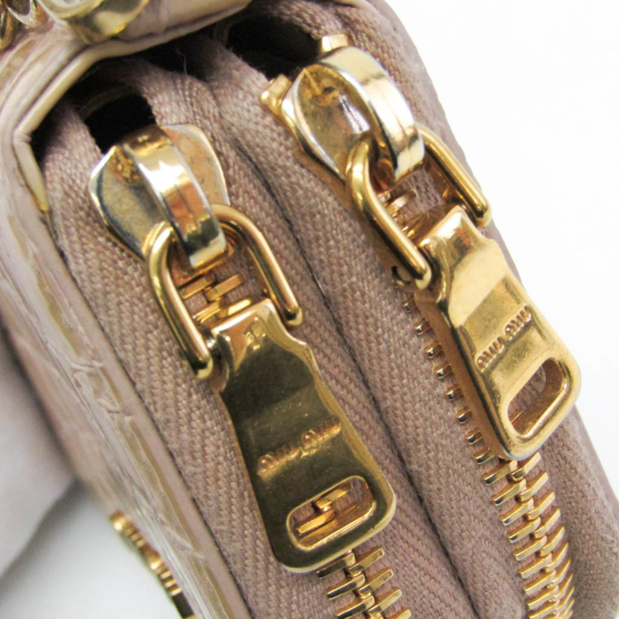 Miu Miu Miu Miu Double Zipper 5MC078 Leather Card Case Pink Beige Size ONE SIZE - 7 Thumbnail