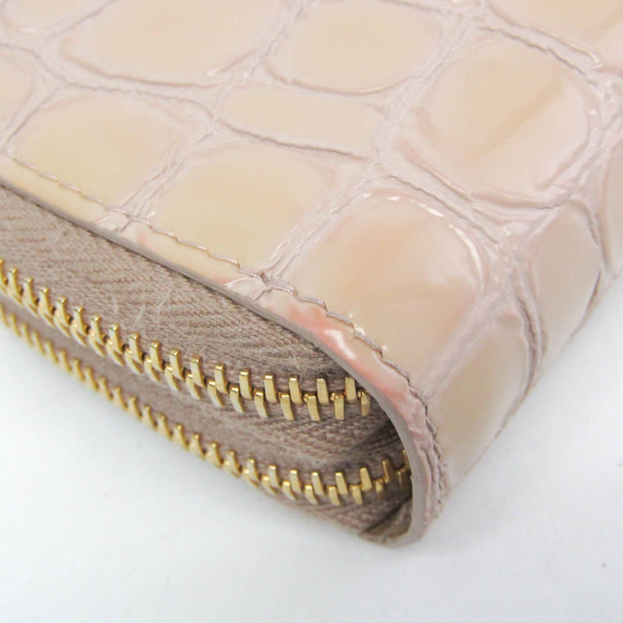 Miu Miu Miu Miu Double Zipper 5MC078 Leather Card Case Pink Beige Size ONE SIZE - 4 Thumbnail
