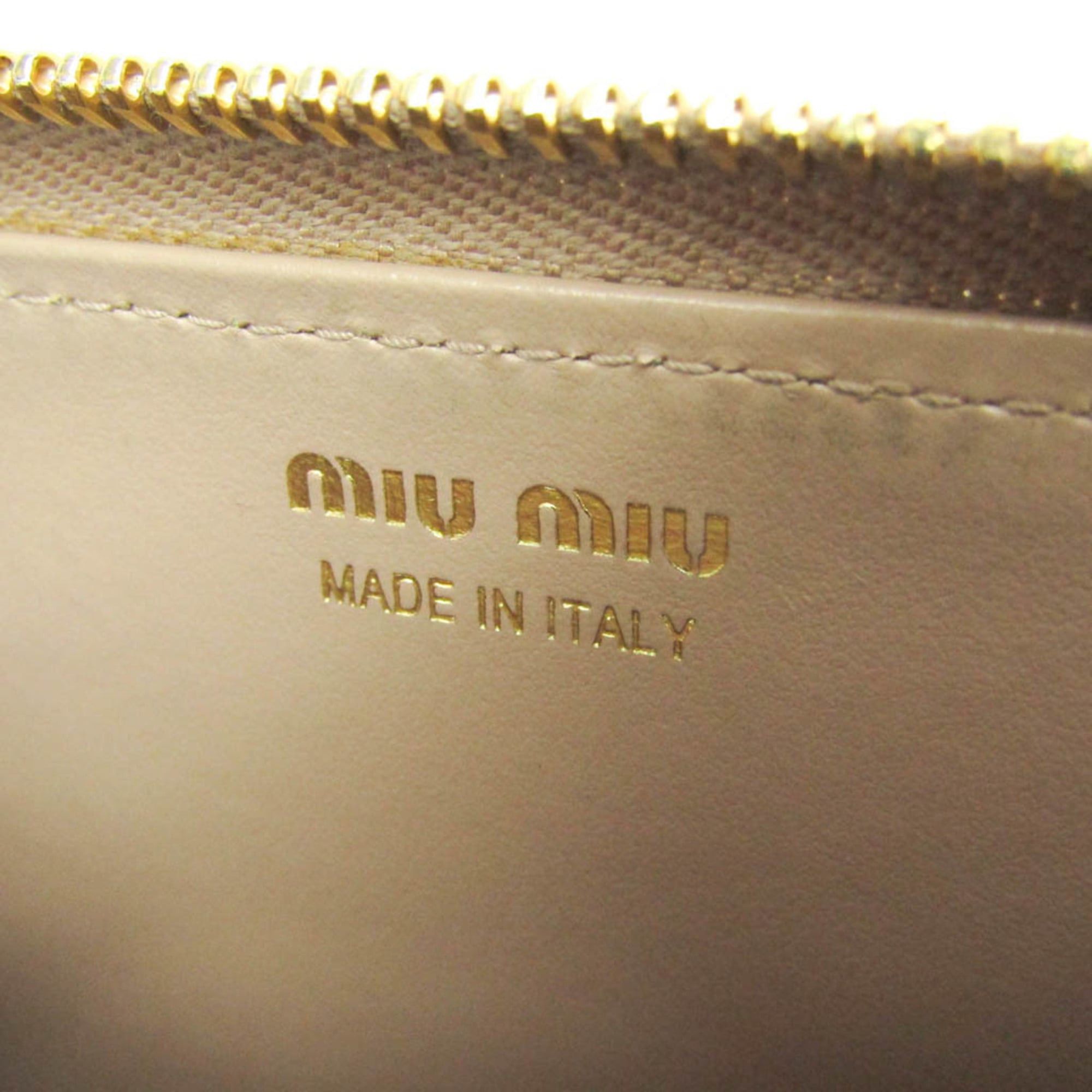 Miu Miu Miu Miu Double Zipper 5MC078 Leather Card Case Pink Beige Size ONE SIZE - 13 Thumbnail