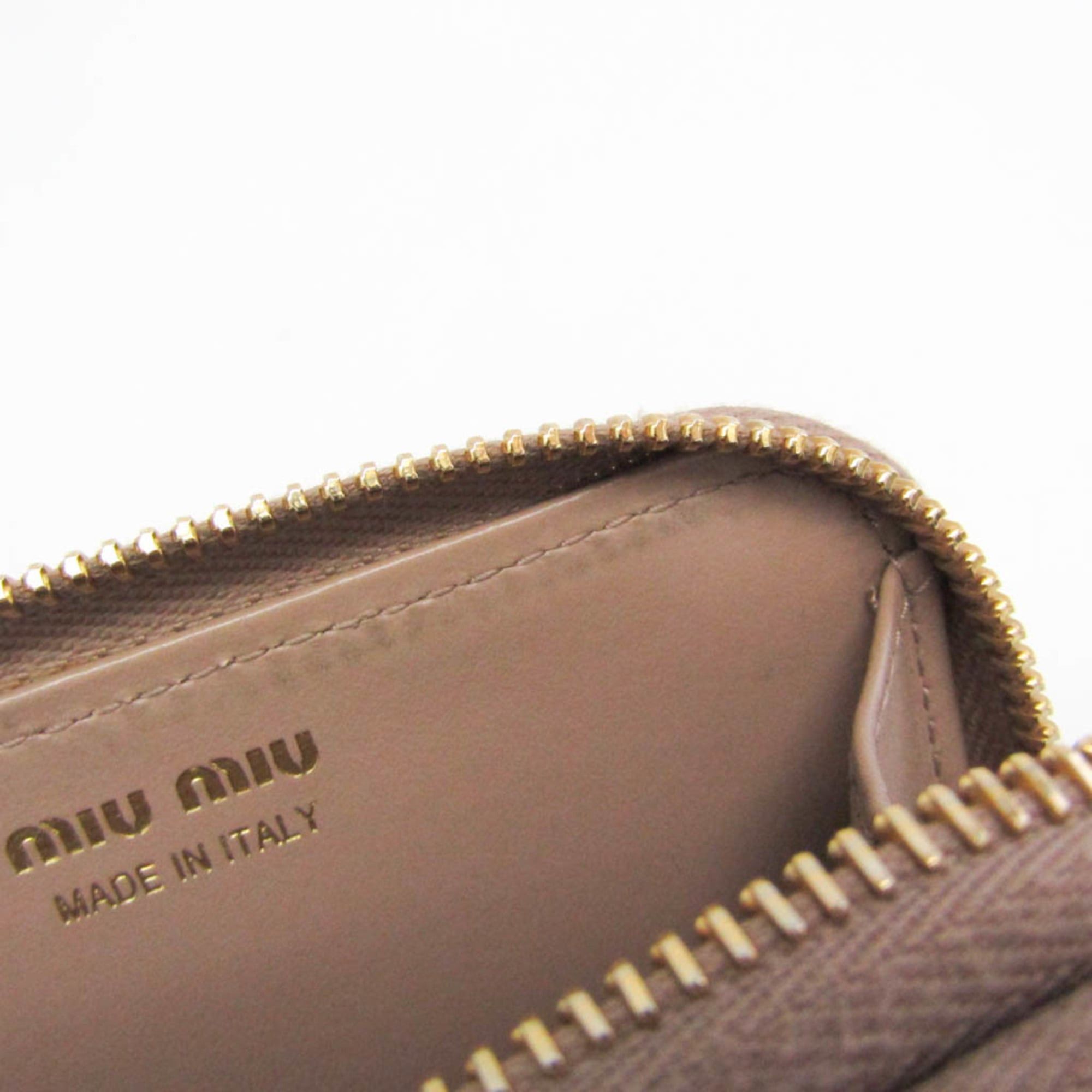 Miu Miu Miu Miu Double Zipper 5MC078 Leather Card Case Pink Beige Size ONE SIZE - 12 Thumbnail
