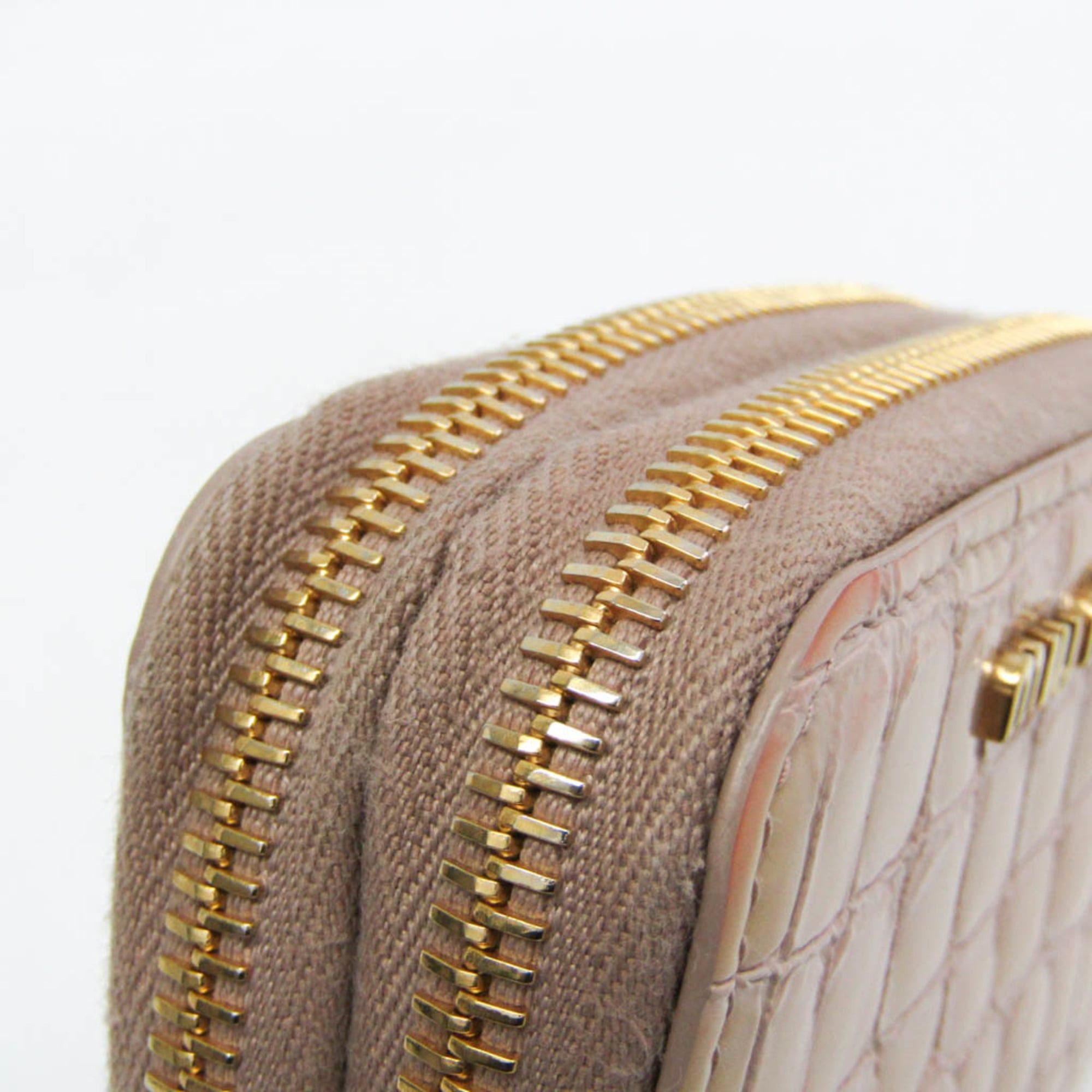 Miu Miu Miu Miu Double Zipper 5MC078 Leather Card Case Pink Beige Size ONE SIZE - 10 Thumbnail