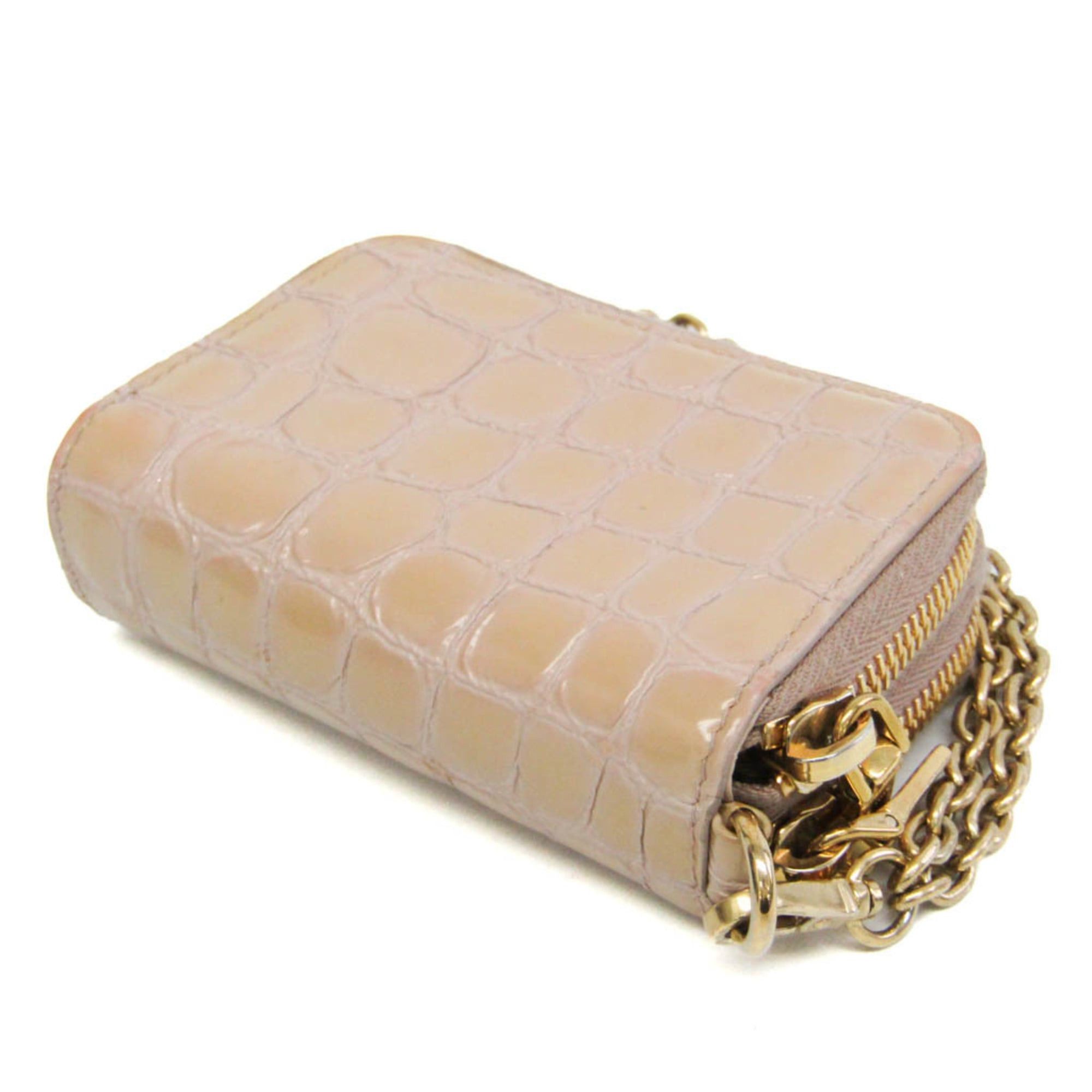 Miu Miu Miu Miu Double Zipper 5MC078 Leather Card Case Pink Beige Size ONE SIZE - 2 Thumbnail