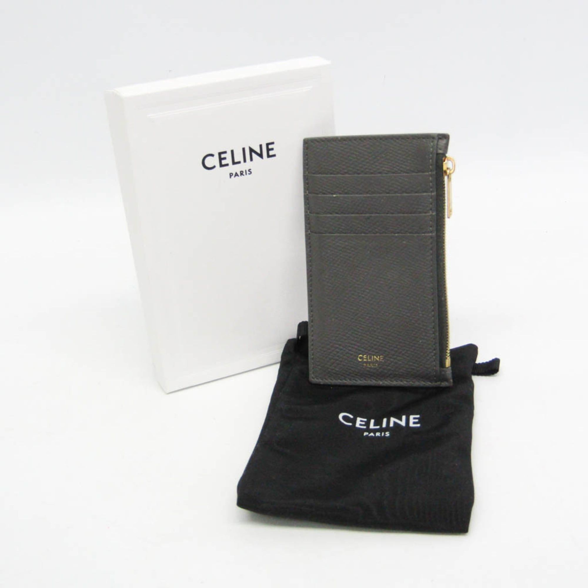 Celine Celine Zipped Compact Card Holder 10B683BEL Leather Card Case Gray Size ONE SIZE - 2 Thumbnail