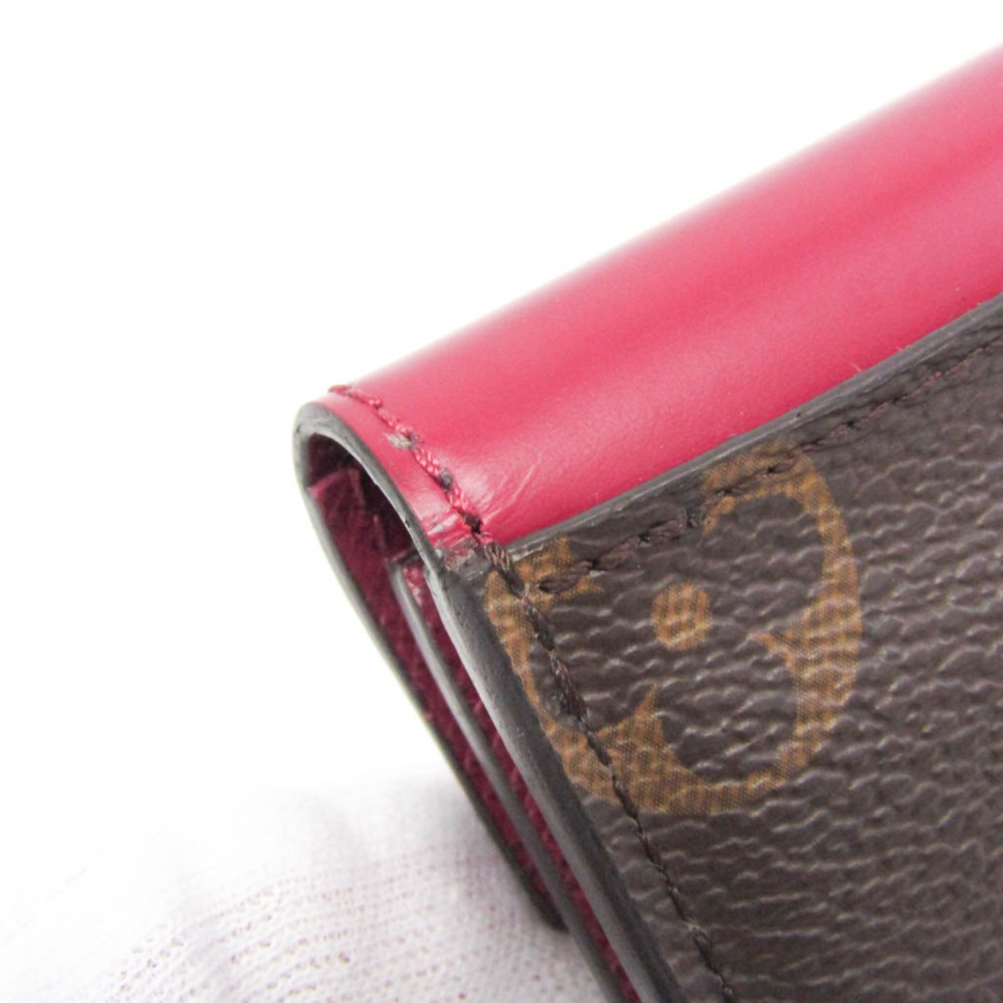 Louis Vuitton Monogram Zoe Wallet M62932 Women's Monogram,Leather Wallet (tri-fold) Brown,Fuchsia