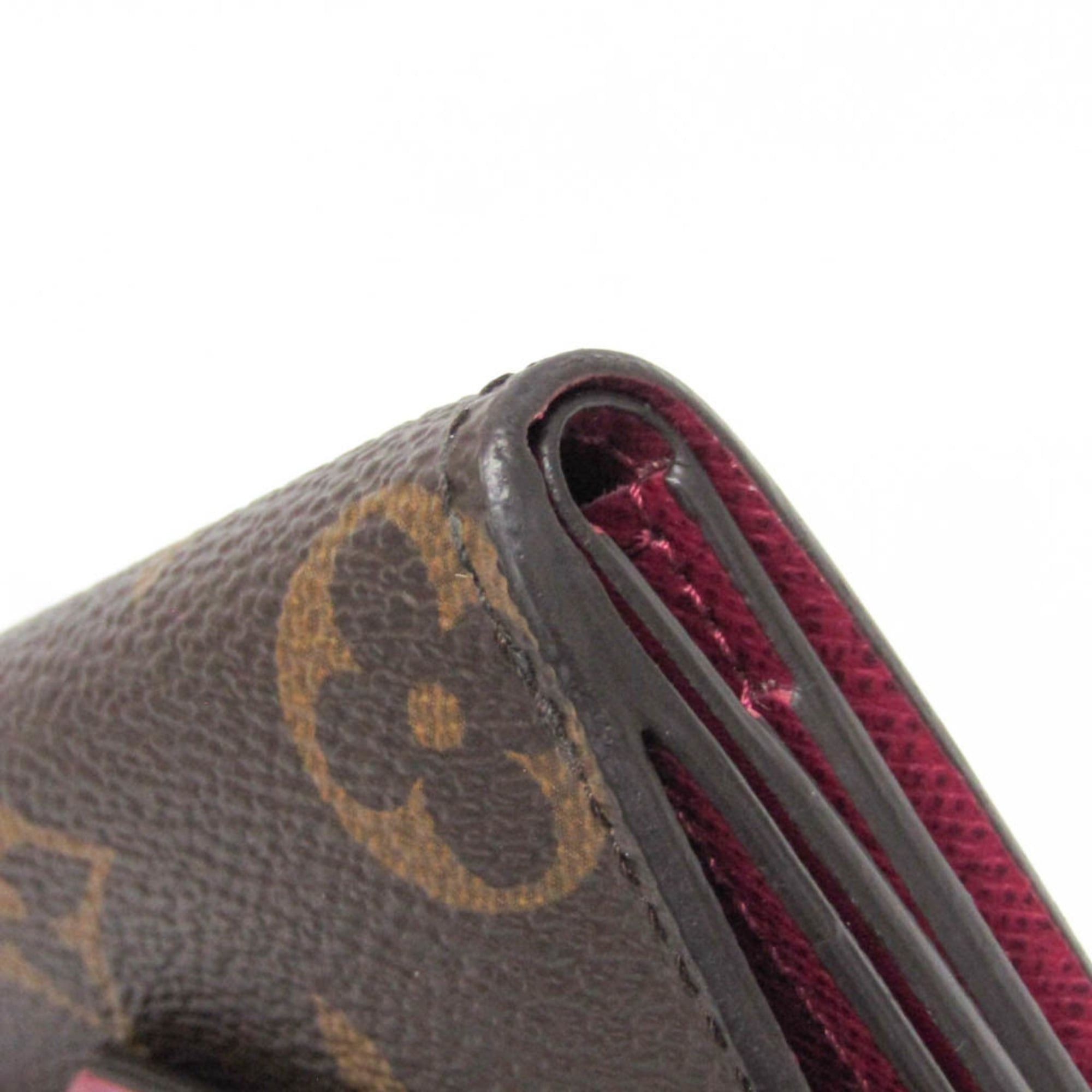 Louis Vuitton Monogram Zoe Wallet M62932 Women's Monogram,Leather Wallet (tri-fold) Brown,Fuchsia
