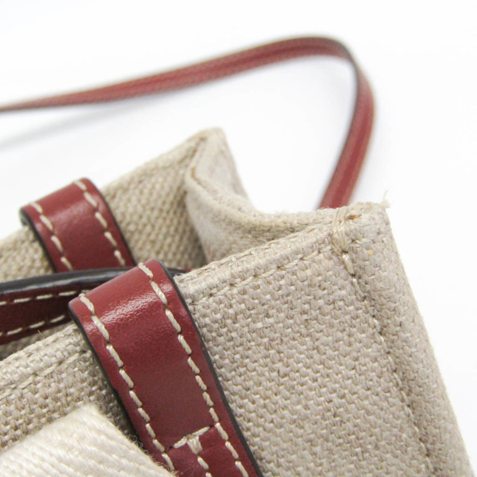 Chloe Chloé Woody Mini CHC22AP237I266J5 Women's Canvas,Leather Shoulder Bag Light Beige Size ONE SIZE - 7 Thumbnail