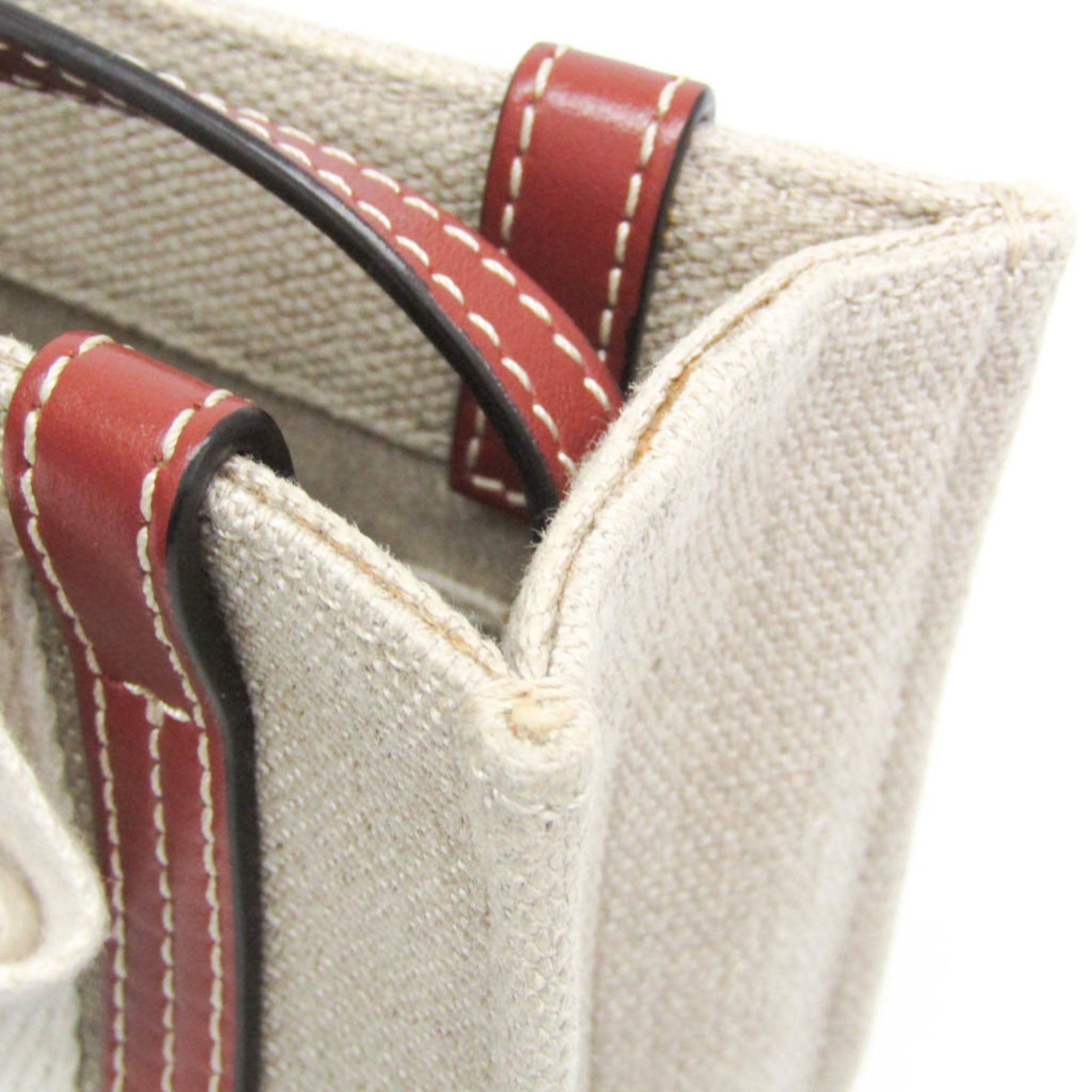 Chloe Chloé Woody Mini CHC22AP237I266J5 Women's Canvas,Leather Shoulder Bag Light Beige Size ONE SIZE - 8 Thumbnail