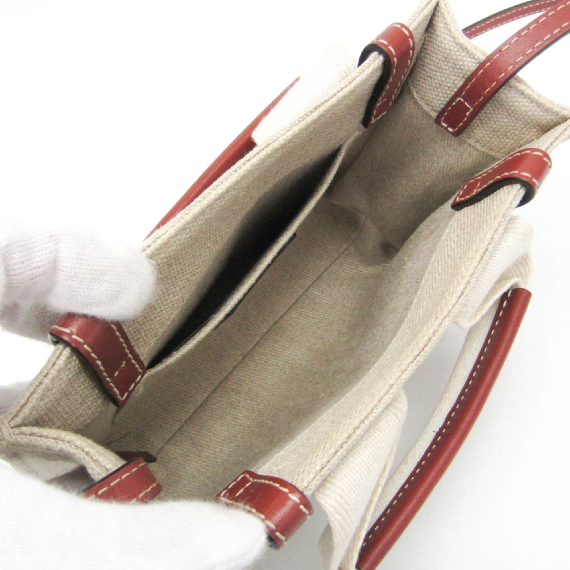 Chloe Chloé Woody Mini CHC22AP237I266J5 Women's Canvas,Leather Shoulder Bag Light Beige Size ONE SIZE - 3 Thumbnail