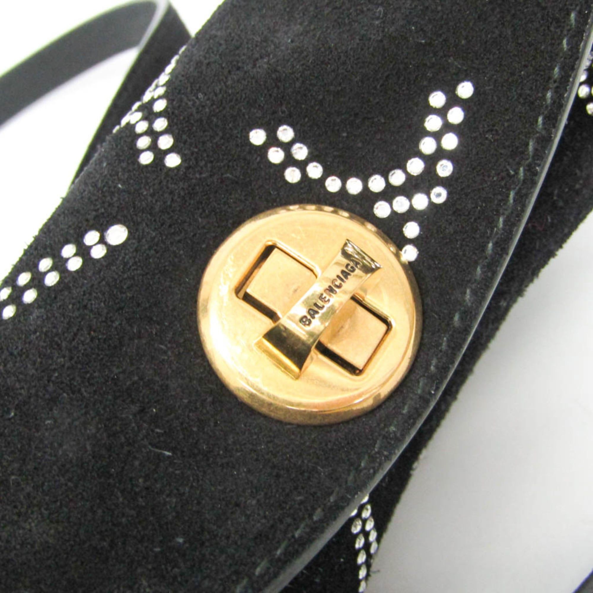 Balenciaga Balenciaga 570093 Women's Suede,Rhinestone Handbag,Shoulder Bag Gold,Black Size ONE SIZE - 11 Thumbnail