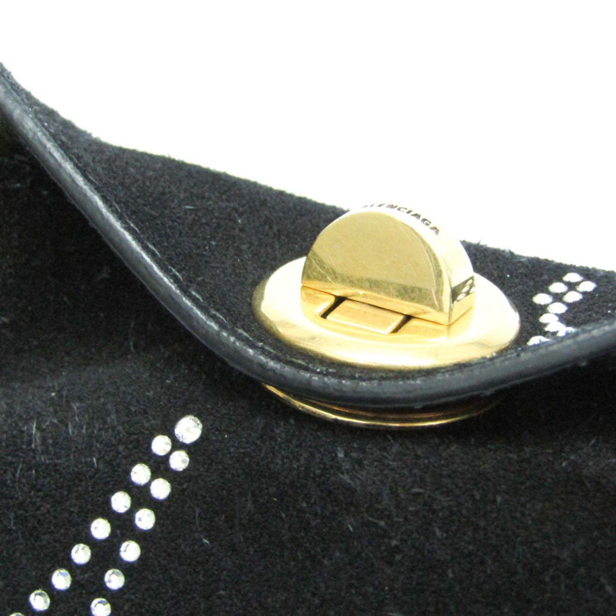 Balenciaga Balenciaga 570093 Women's Suede,Rhinestone Handbag,Shoulder Bag Gold,Black Size ONE SIZE - 6 Thumbnail