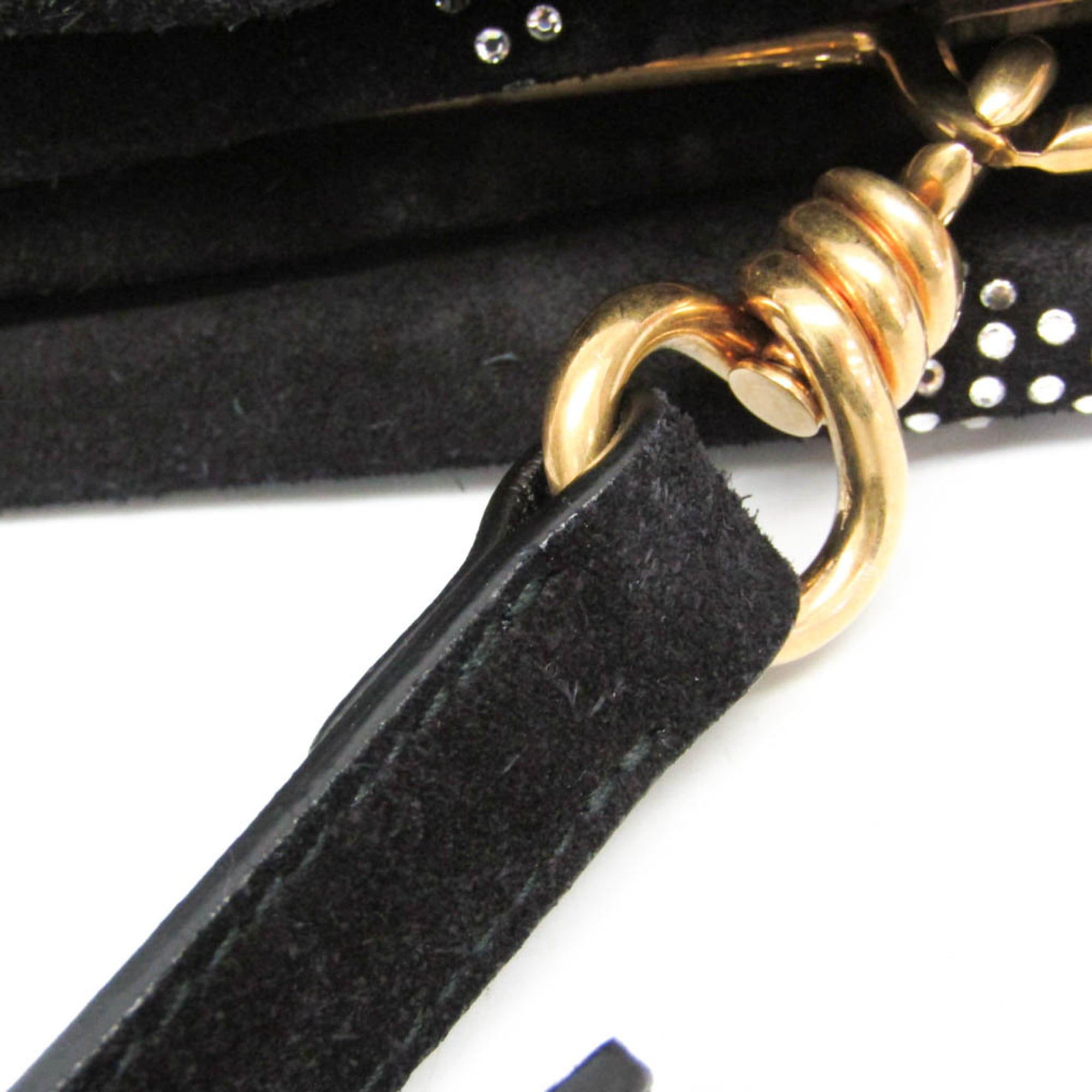 Balenciaga Balenciaga 570093 Women's Suede,Rhinestone Handbag,Shoulder Bag Gold,Black Size ONE SIZE - 9 Thumbnail