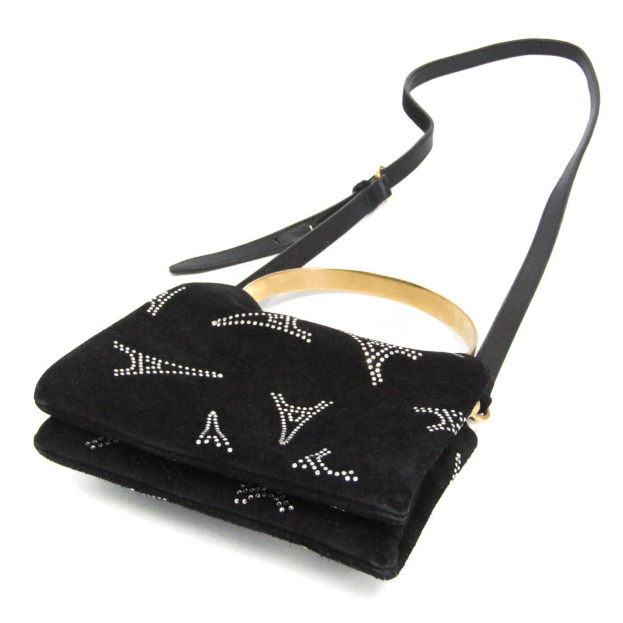 Balenciaga Balenciaga 570093 Women's Suede,Rhinestone Handbag,Shoulder Bag Gold,Black Size ONE SIZE - 2 Thumbnail
