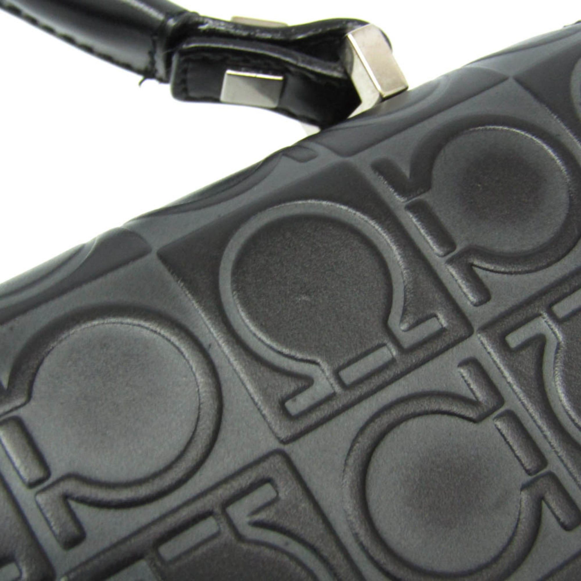 Salvatore Ferragamo Salvatore Ferragamo Gancini DY-21 1258 Women's Leather Handbag Black Size ONE SIZE - 10 Thumbnail