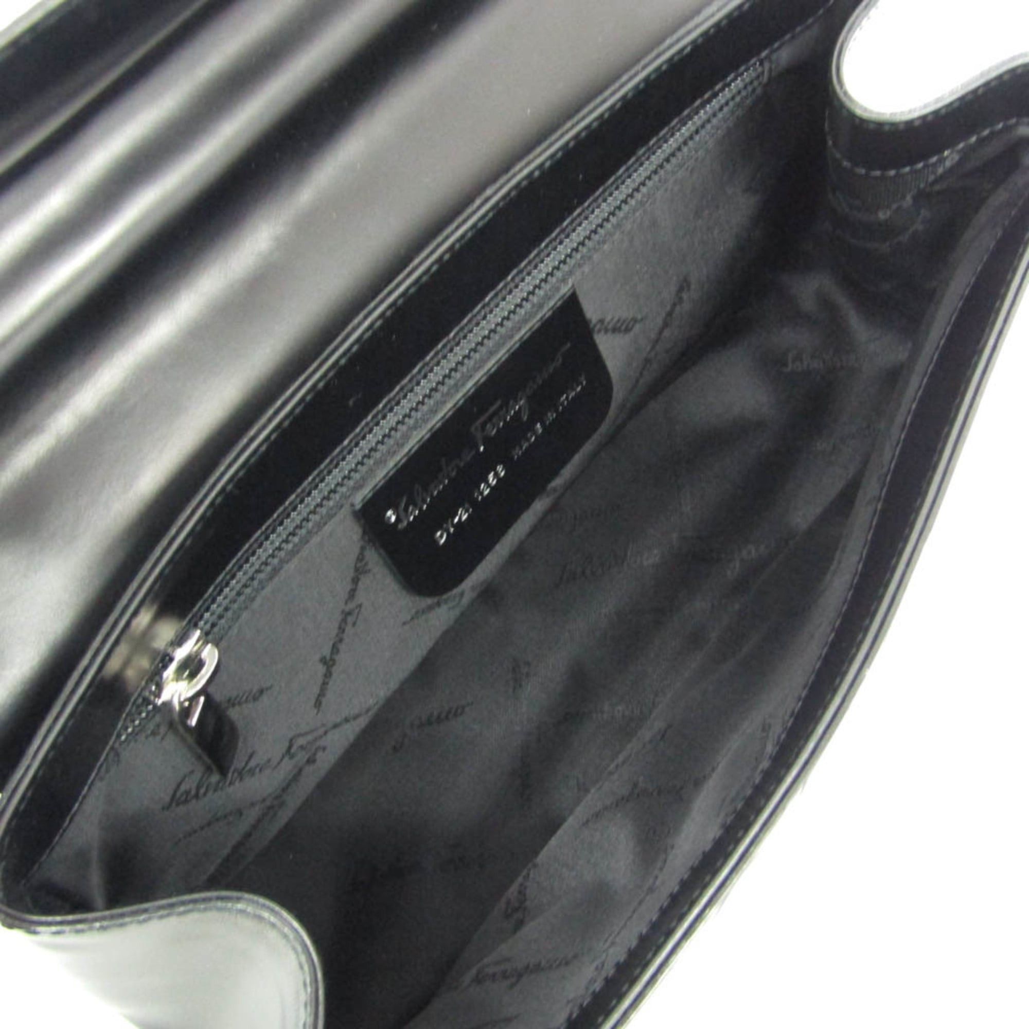Salvatore Ferragamo Salvatore Ferragamo Gancini DY-21 1258 Women's Leather Handbag Black Size ONE SIZE - 3 Thumbnail