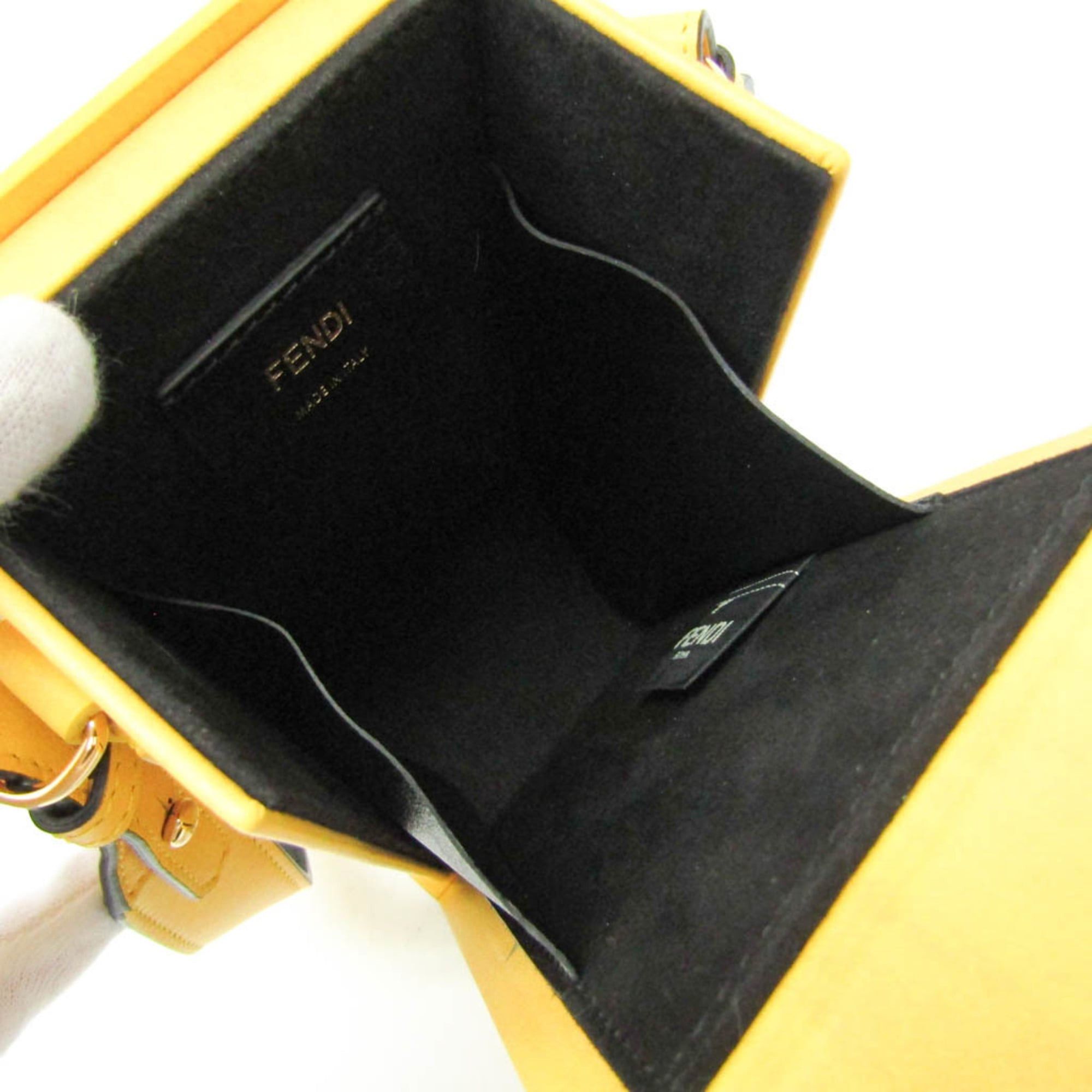 Fendi Fendi Box 7VA519 Women's Leather Shoulder Bag Yellow Size ONE SIZE - 3 Thumbnail