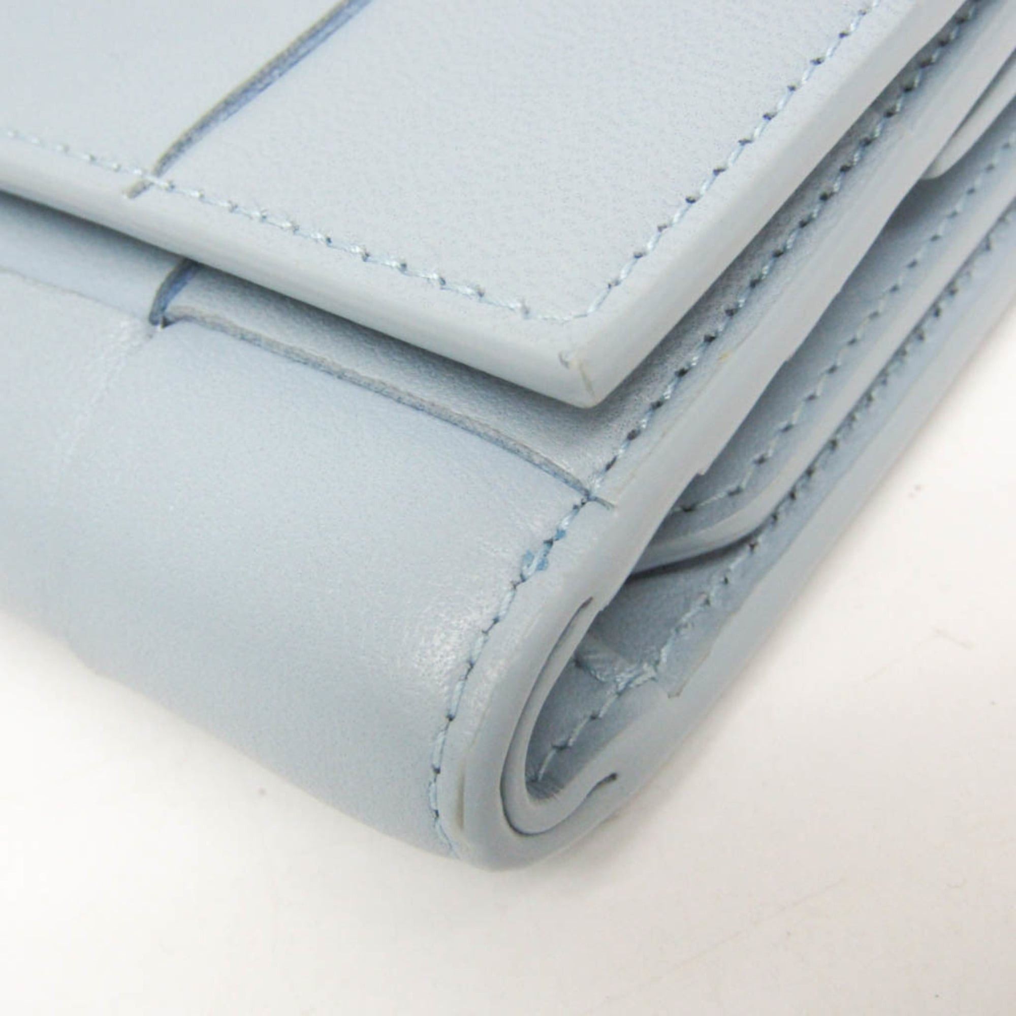 Bottega Veneta Bottega Veneta CASSETTE Men,Women Leather Middle Wallet (tri-fold) Light Blue Size ONE SIZE - 8 Thumbnail