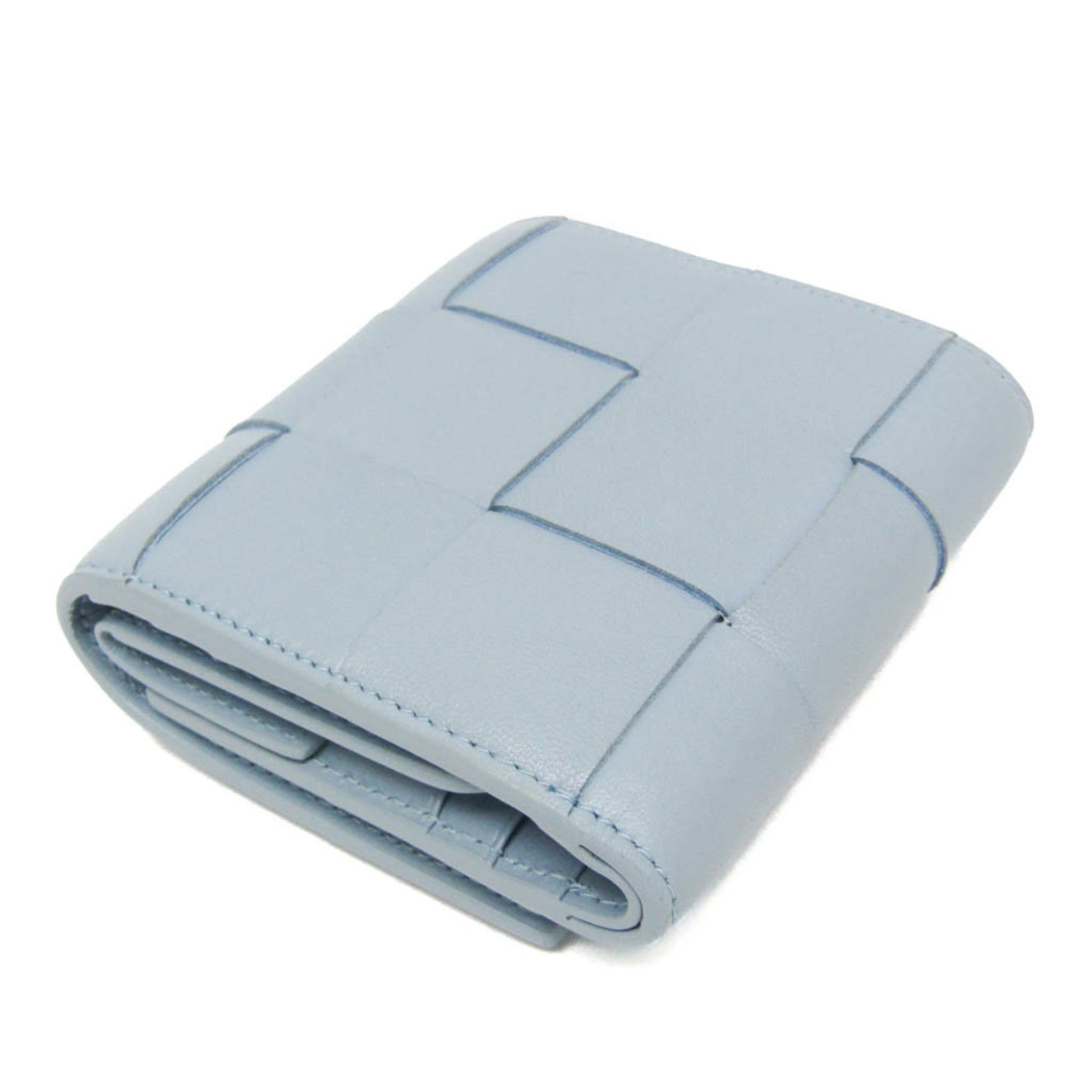 Bottega Veneta Bottega Veneta CASSETTE Men,Women Leather Middle Wallet (tri-fold) Light Blue Size ONE SIZE - 3 Thumbnail