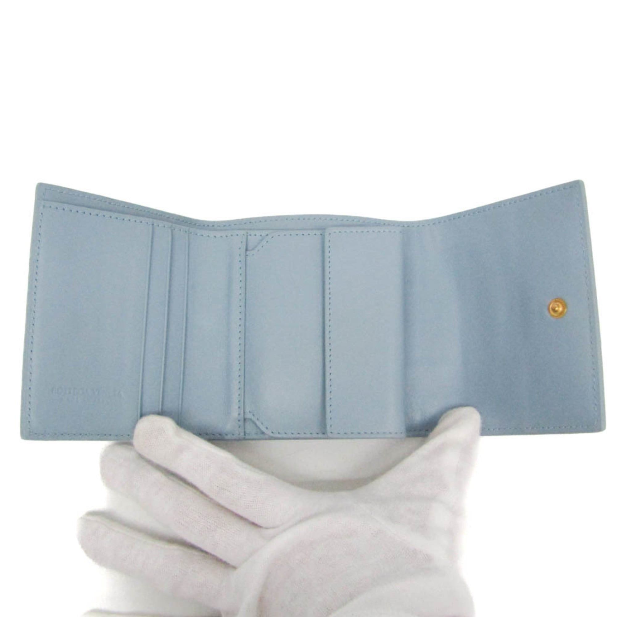 Bottega Veneta Bottega Veneta CASSETTE Men,Women Leather Middle Wallet (tri-fold) Light Blue Size ONE SIZE - 4 Thumbnail