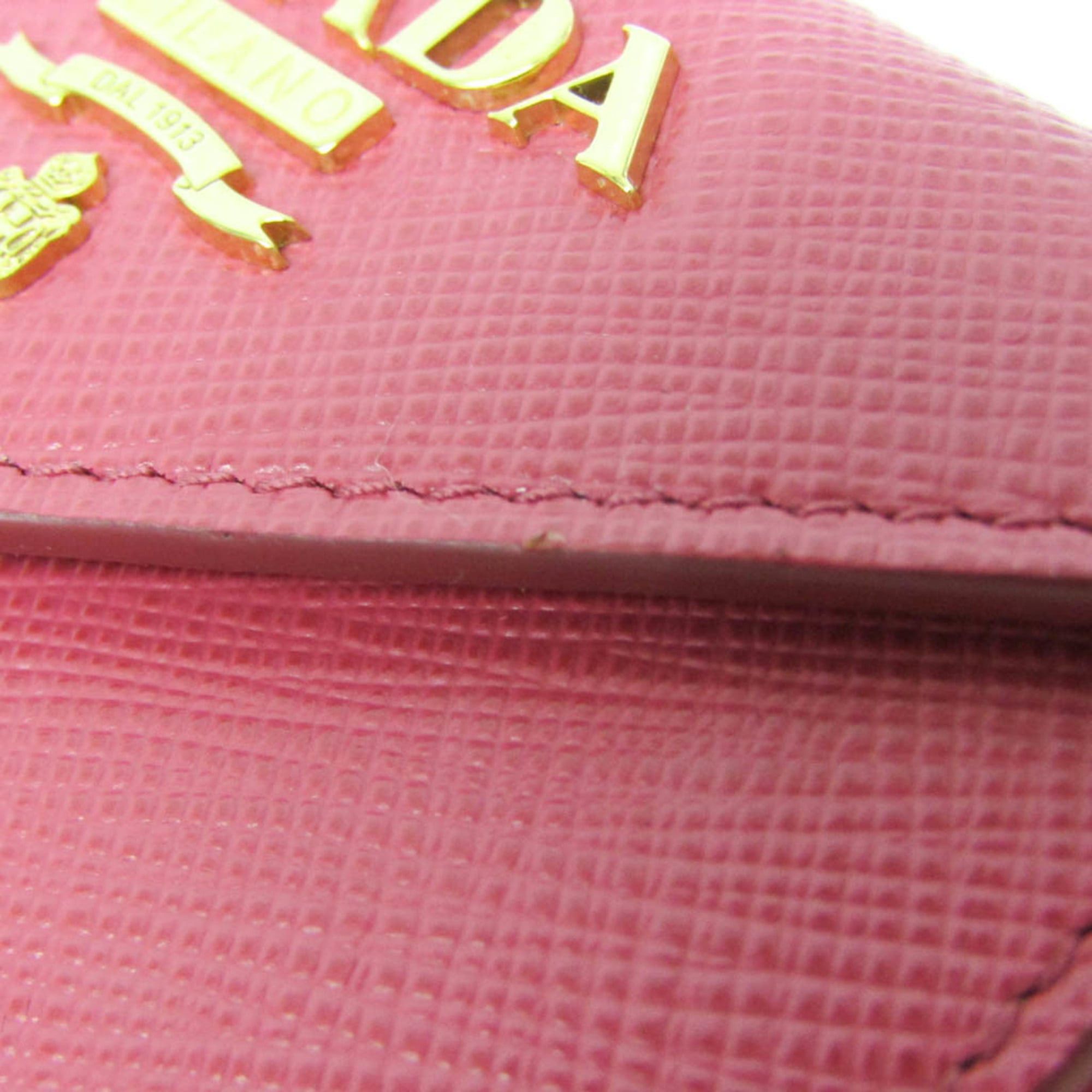 Prada Prada Saffiano SAFFIANO METAL 1MH021 Women's Leather Wallet (tri-fold) Pink Size ONE SIZE - 6 Thumbnail