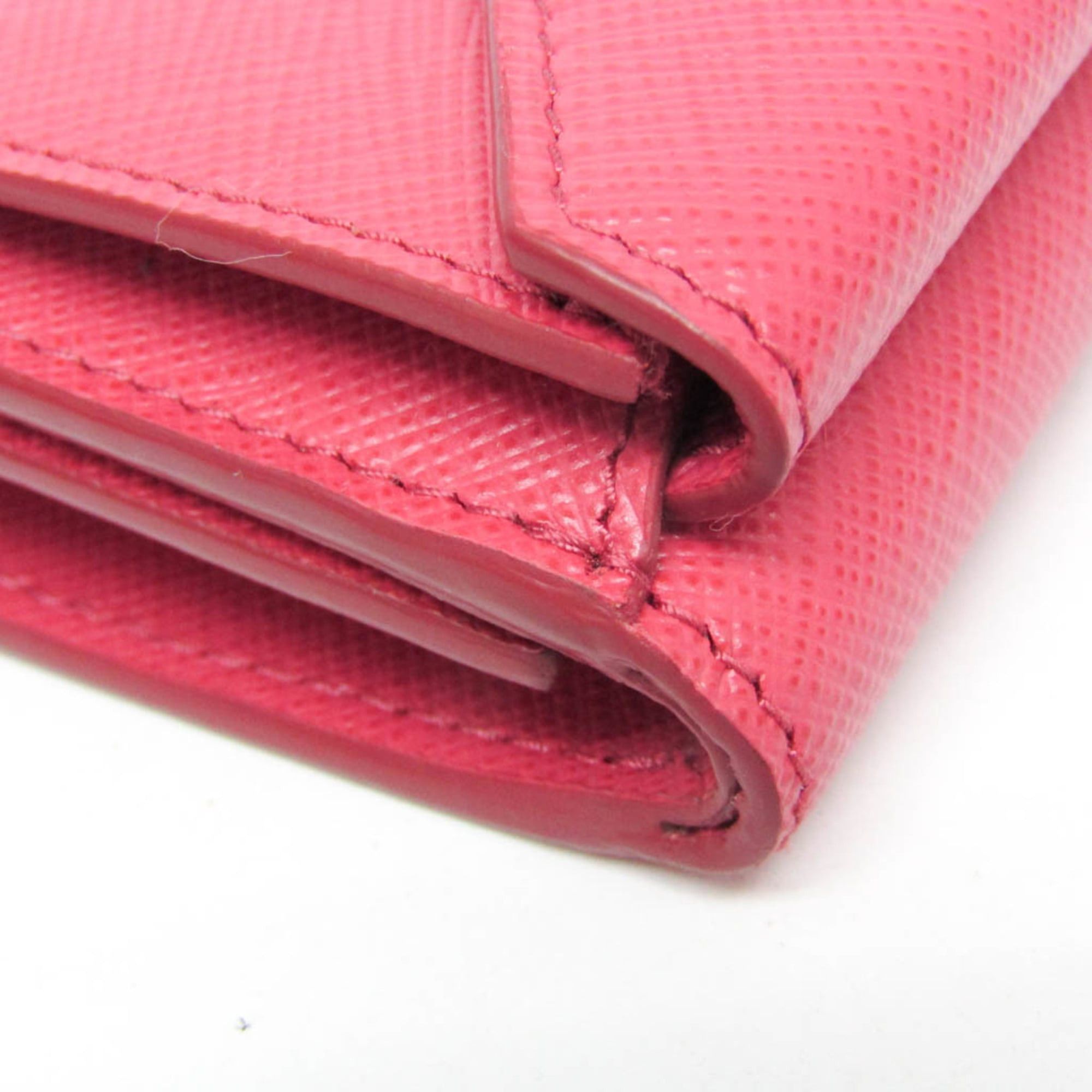 Prada Prada Saffiano SAFFIANO METAL 1MH021 Women's Leather Wallet (tri-fold) Pink Size ONE SIZE - 8 Thumbnail