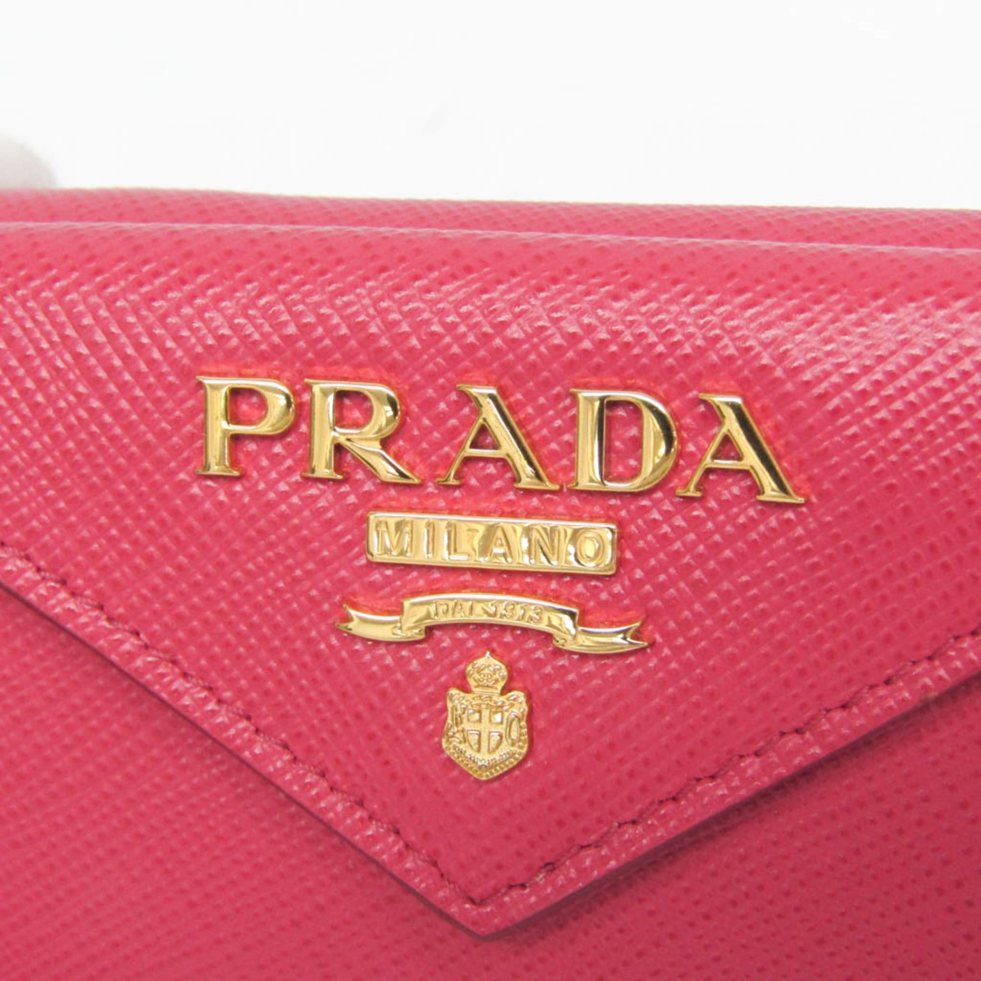 Prada Prada Saffiano SAFFIANO METAL 1MH021 Women's Leather Wallet (tri-fold) Pink Size ONE SIZE - 9 Thumbnail