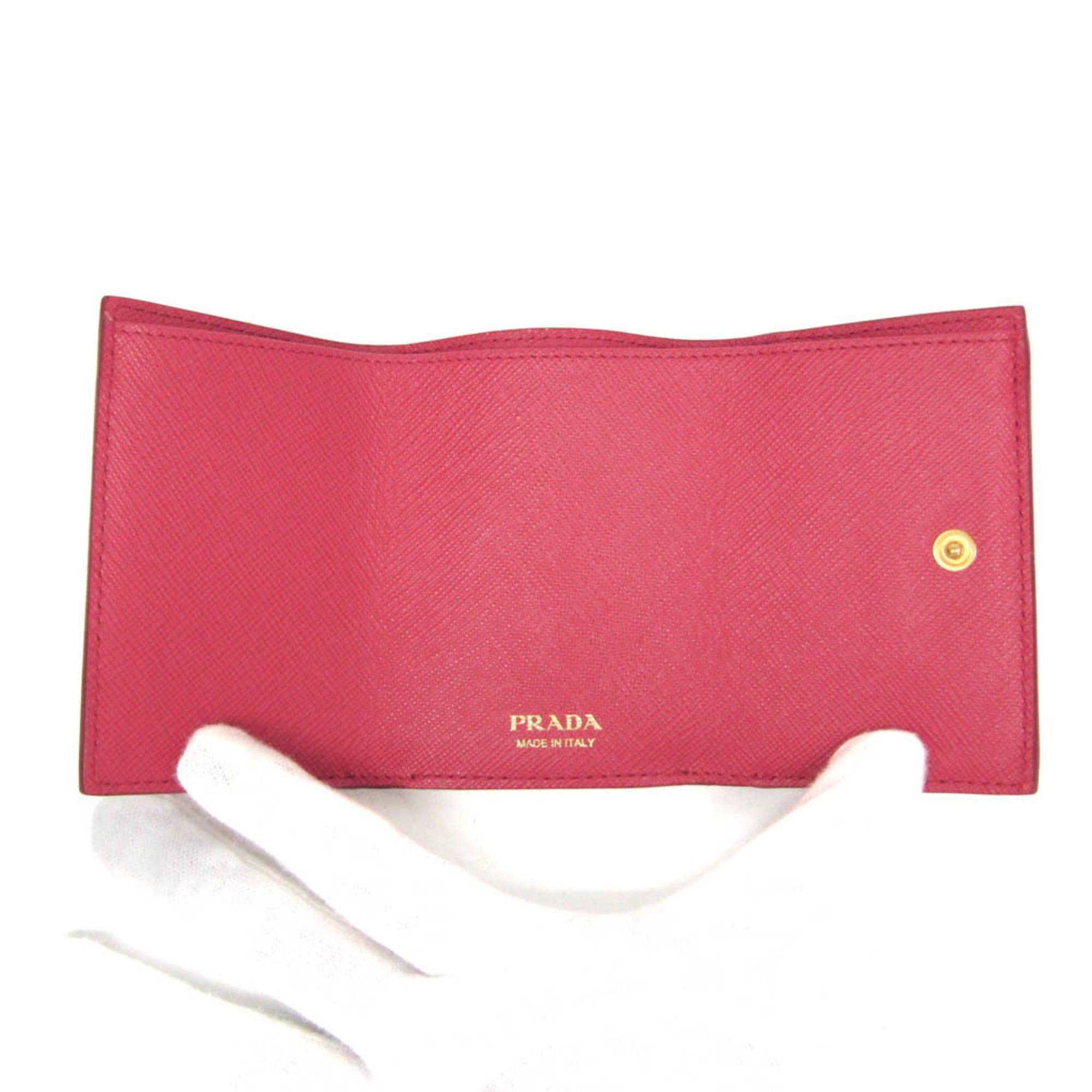 Prada Prada Saffiano SAFFIANO METAL 1MH021 Women's Leather Wallet (tri-fold) Pink Size ONE SIZE - 3 Thumbnail