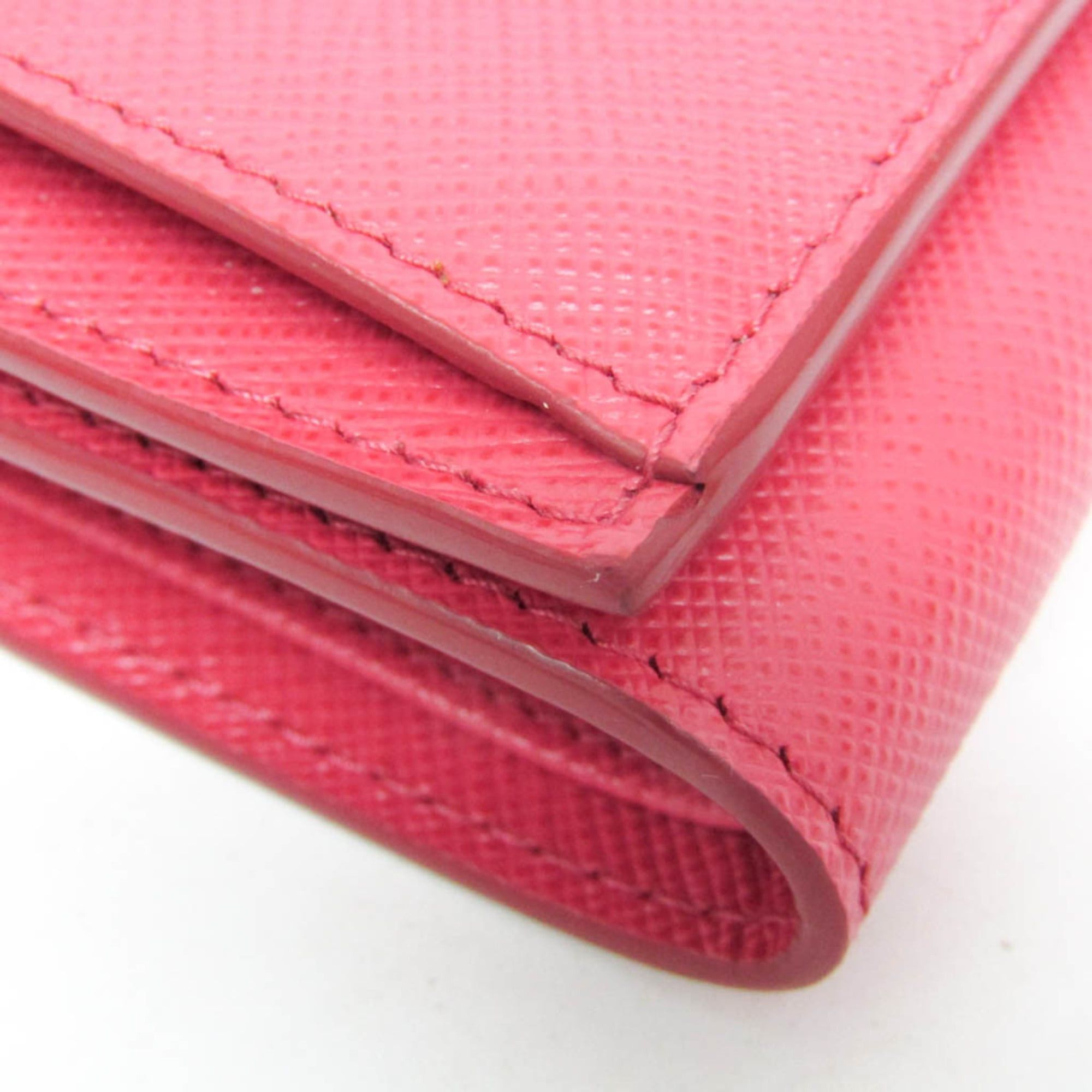 Prada Prada Saffiano SAFFIANO METAL 1MH021 Women's Leather Wallet (tri-fold) Pink Size ONE SIZE - 7 Thumbnail