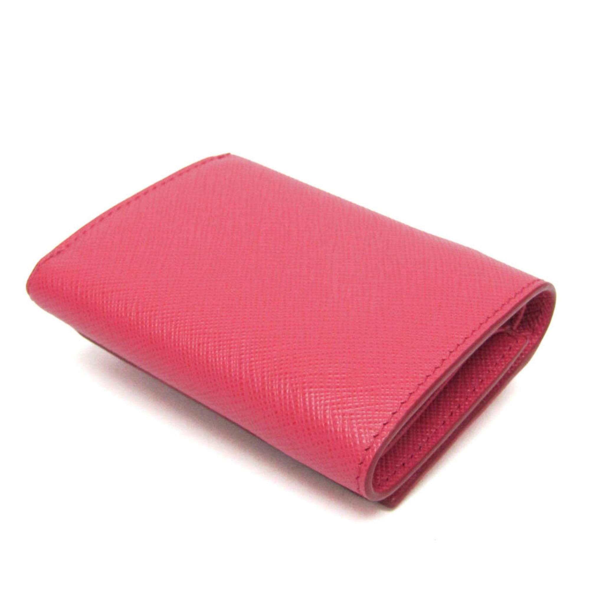 Prada Prada Saffiano SAFFIANO METAL 1MH021 Women's Leather Wallet (tri-fold) Pink Size ONE SIZE - 2 Thumbnail