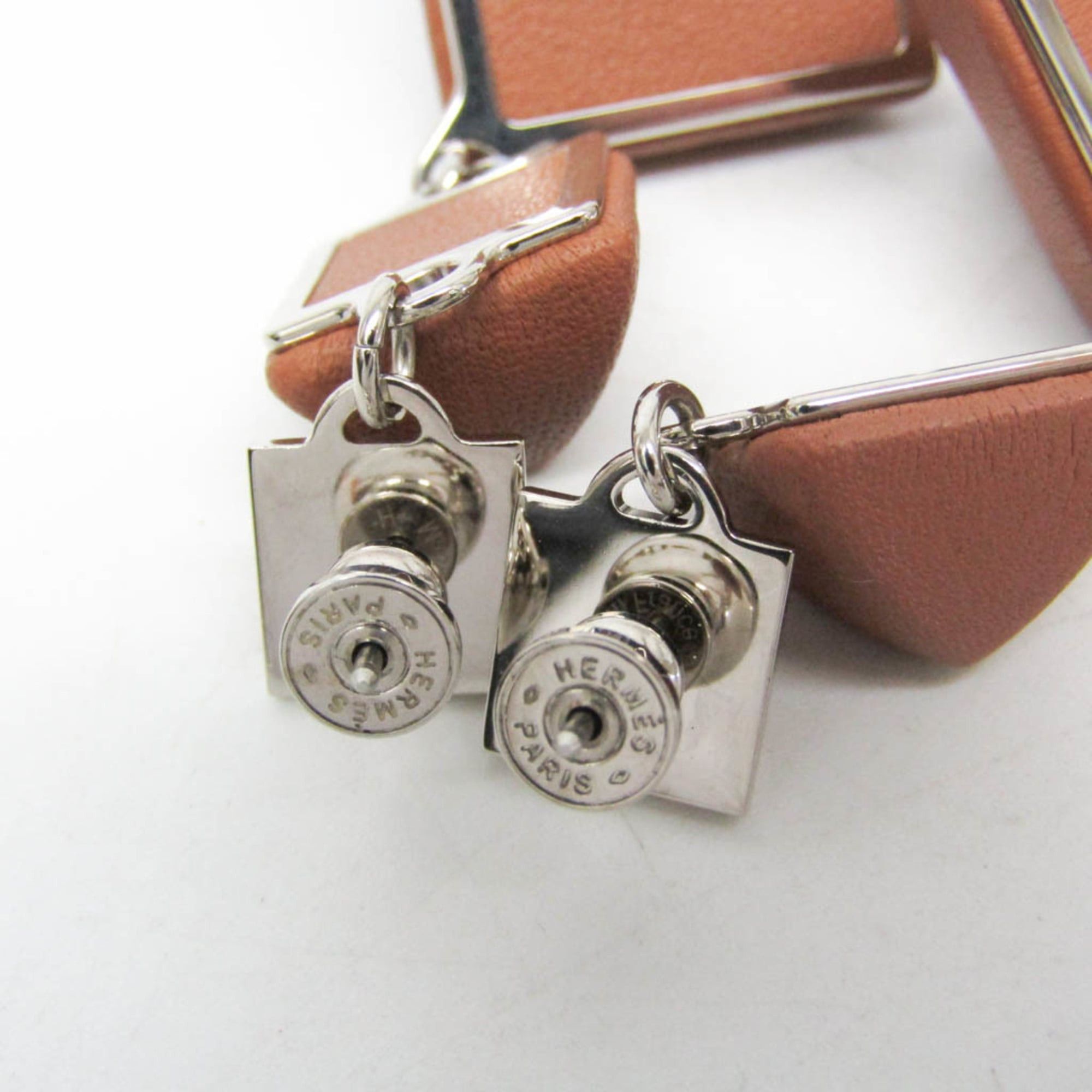 Hermes Hermes Medor Gaine GM Leather,Metal Stud Earrings Brown Size ONE SIZE - 6 Thumbnail