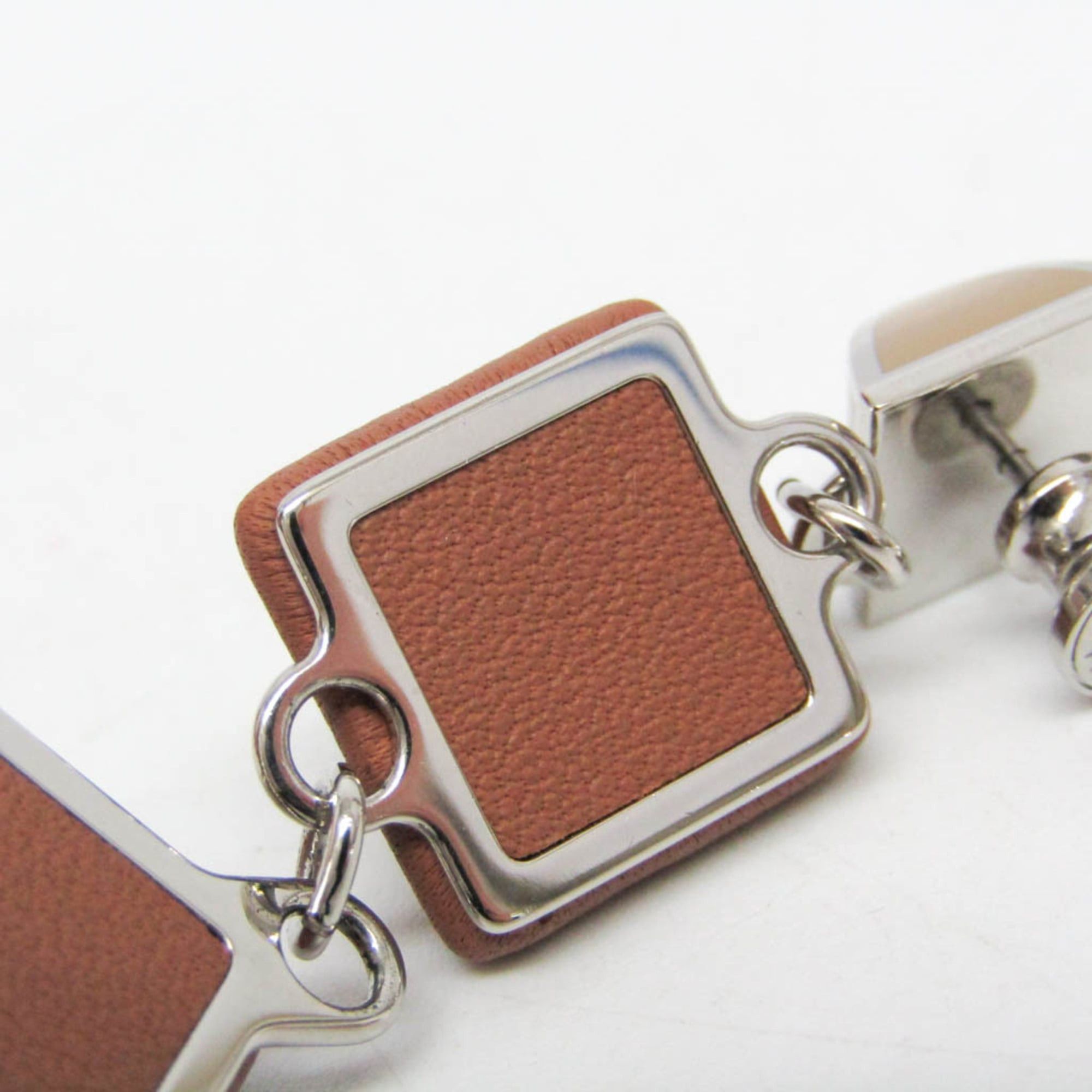 Hermes Hermes Medor Gaine GM Leather,Metal Stud Earrings Brown Size ONE SIZE - 11 Thumbnail