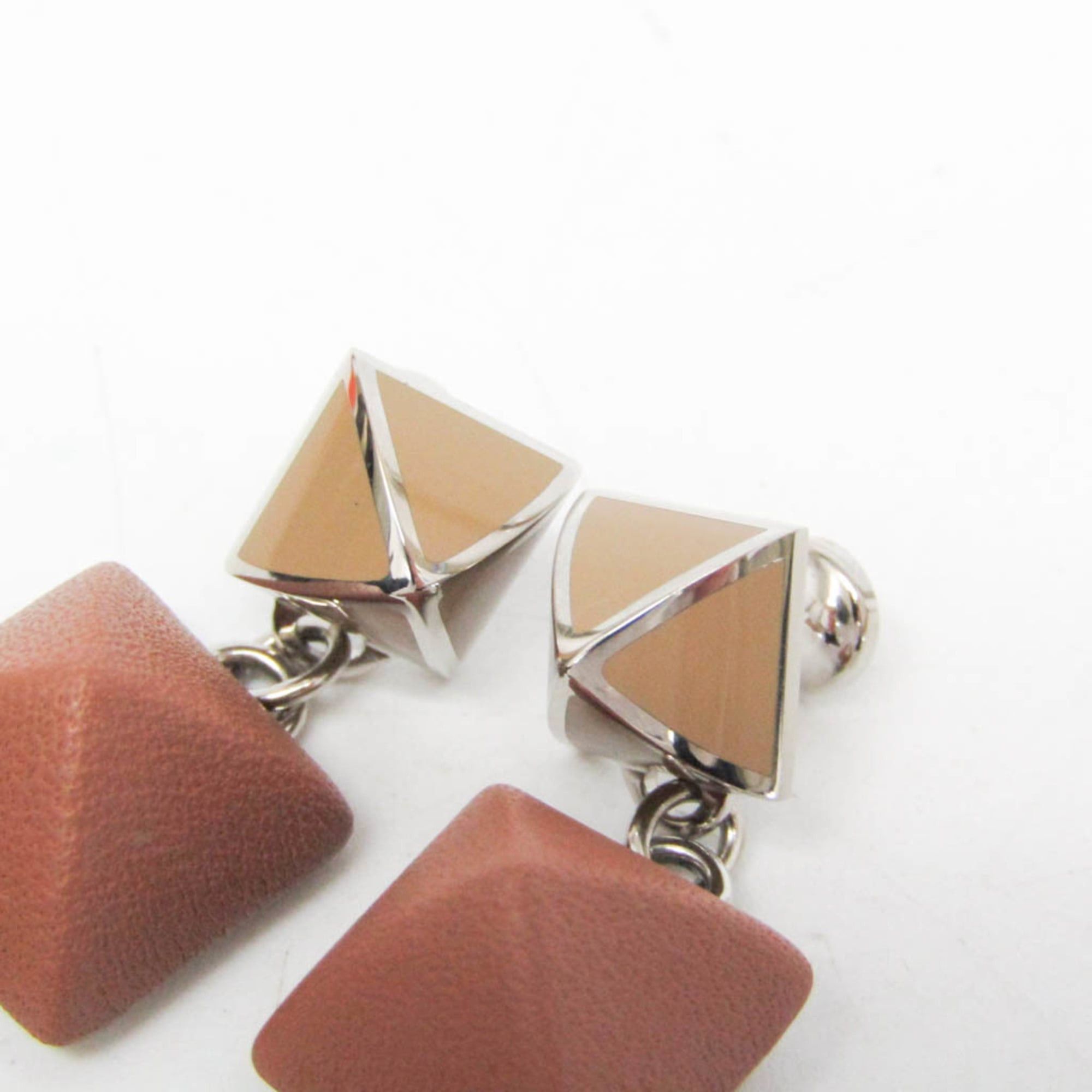 Hermes Hermes Medor Gaine GM Leather,Metal Stud Earrings Brown Size ONE SIZE - 8 Thumbnail