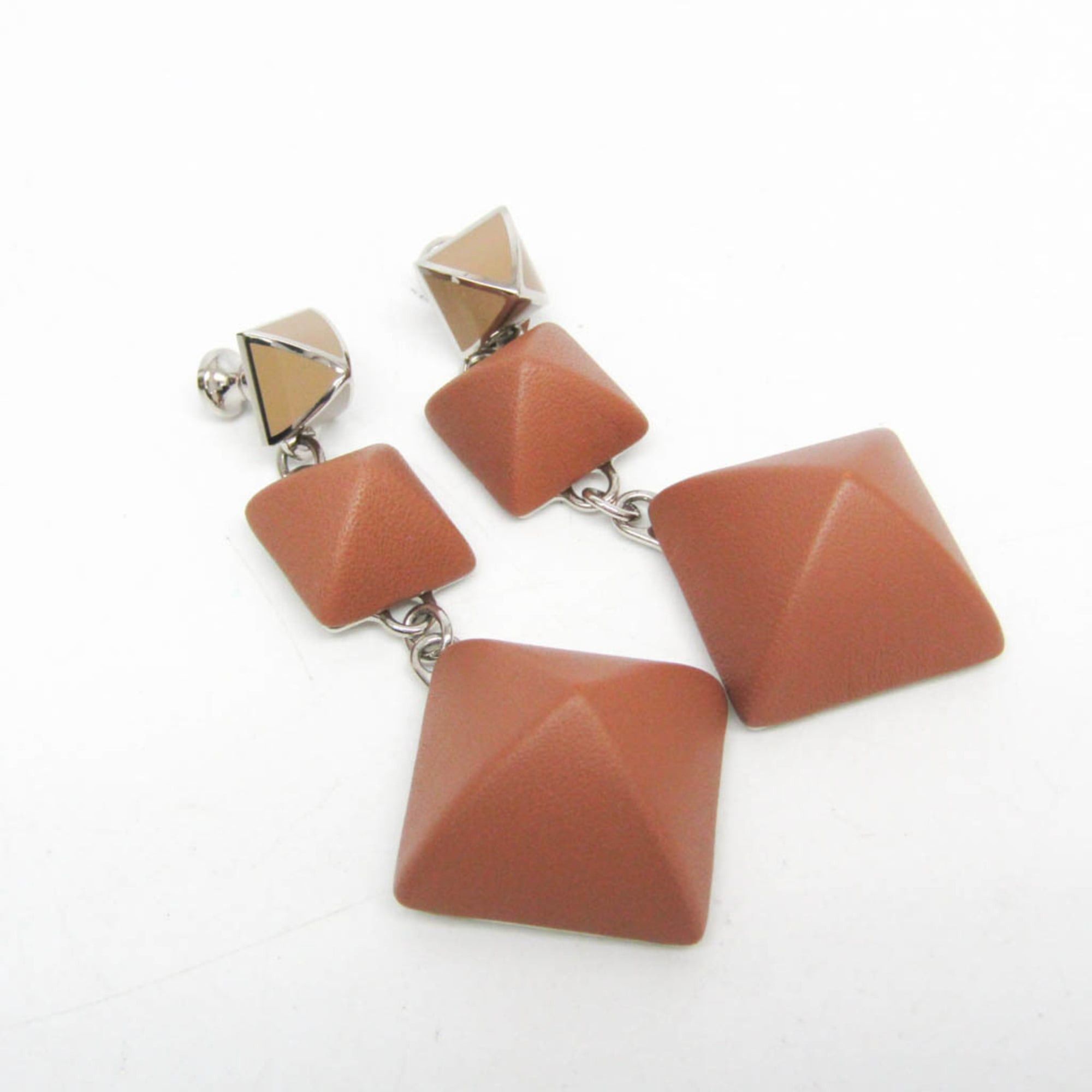 Hermes Hermes Medor Gaine GM Leather,Metal Stud Earrings Brown Size ONE SIZE - 5 Thumbnail