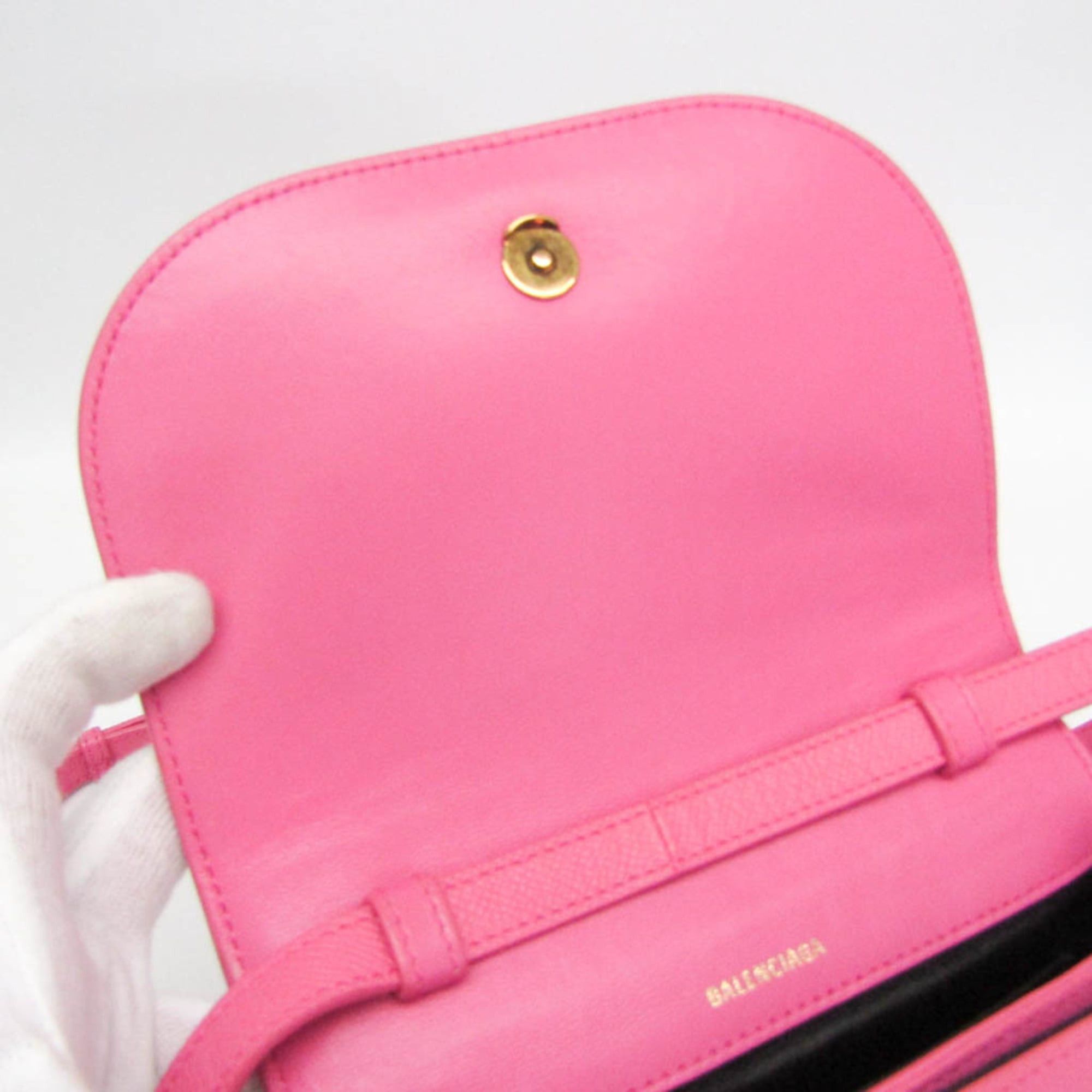 Balenciaga Balenciaga Ville 550639 Women's Leather Shoulder Bag Pink Size ONE SIZE - 13 Thumbnail