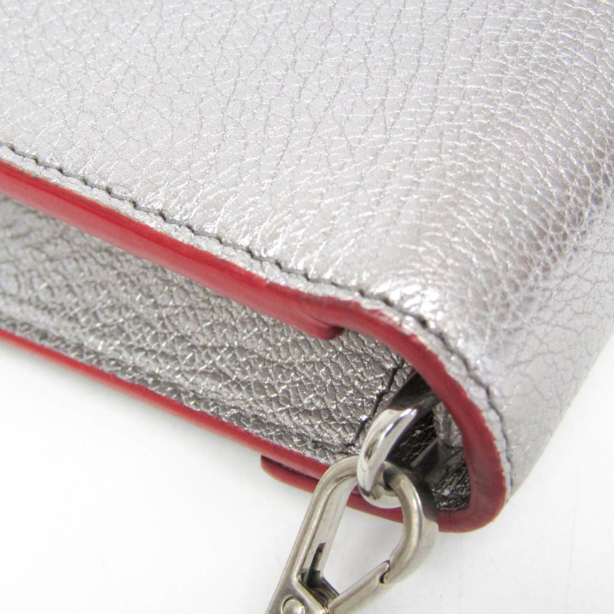 Miu Miu Miu Miu MADRAS LOVE 5DH044 Women's Leather Clutch Bag,Shoulder Bag Silver,Red Color Size ONE SIZE - 6 Thumbnail