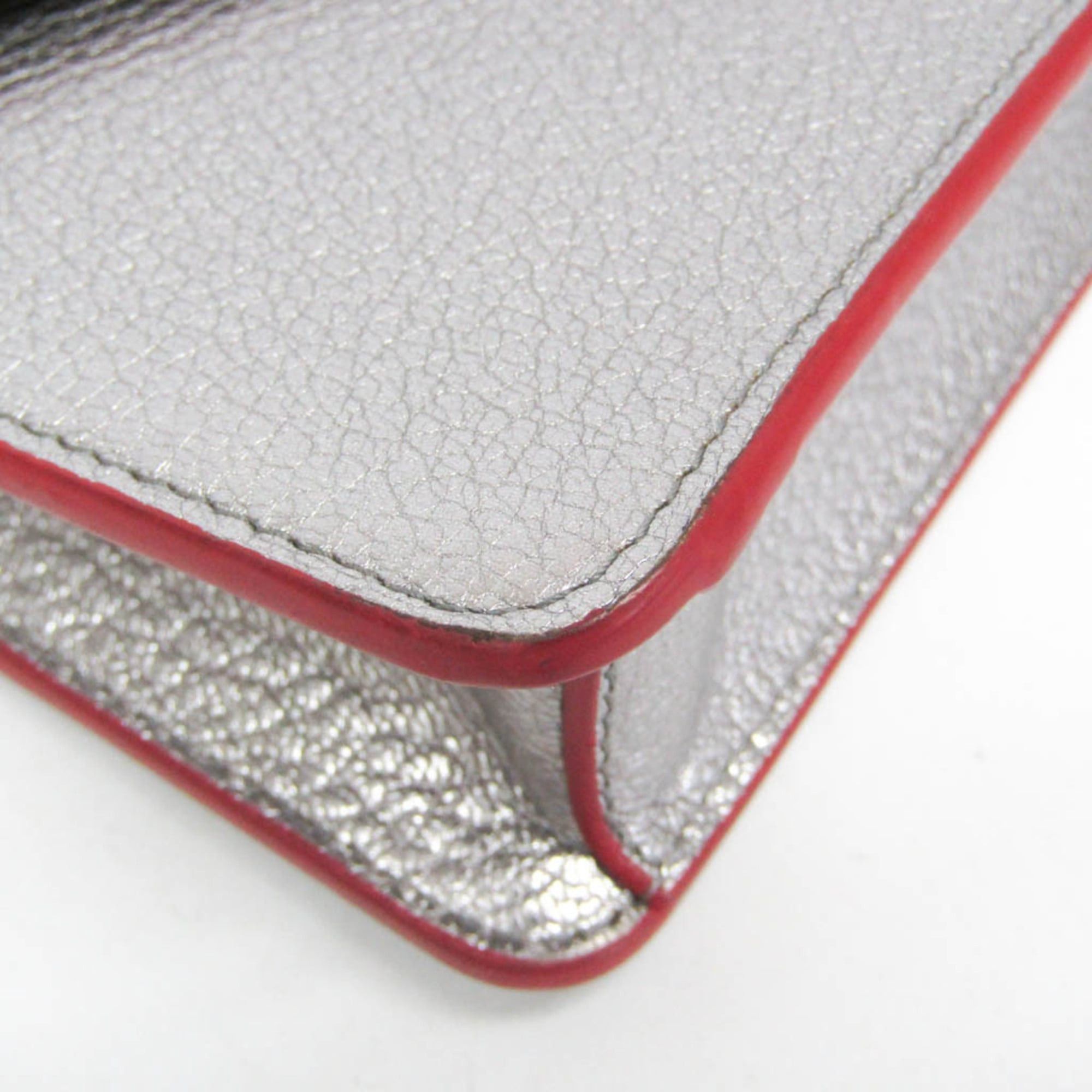 Miu Miu Miu Miu MADRAS LOVE 5DH044 Women's Leather Clutch Bag,Shoulder Bag Silver,Red Color Size ONE SIZE - 5 Thumbnail