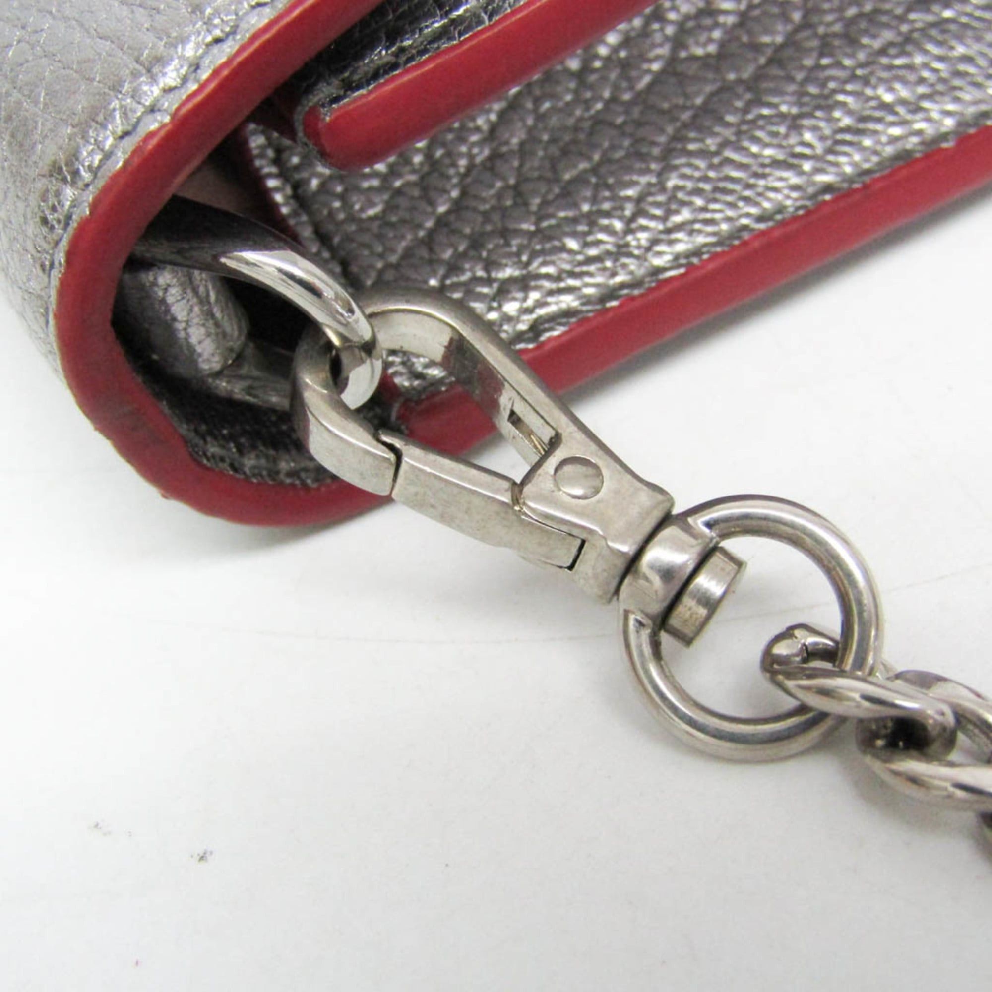 Miu Miu Miu Miu MADRAS LOVE 5DH044 Women's Leather Clutch Bag,Shoulder Bag Silver,Red Color Size ONE SIZE - 9 Thumbnail