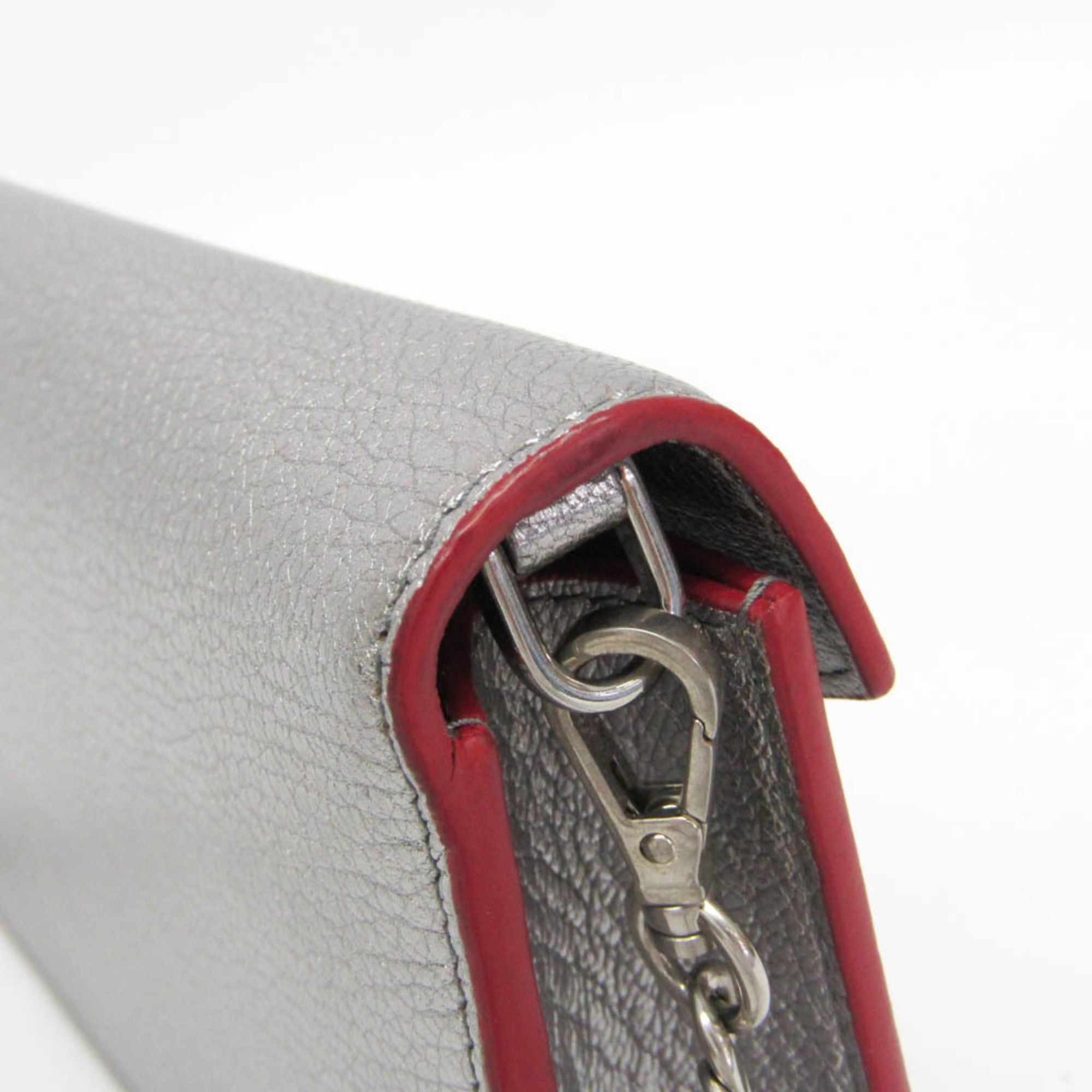 Miu Miu Miu Miu MADRAS LOVE 5DH044 Women's Leather Clutch Bag,Shoulder Bag Silver,Red Color Size ONE SIZE - 8 Thumbnail