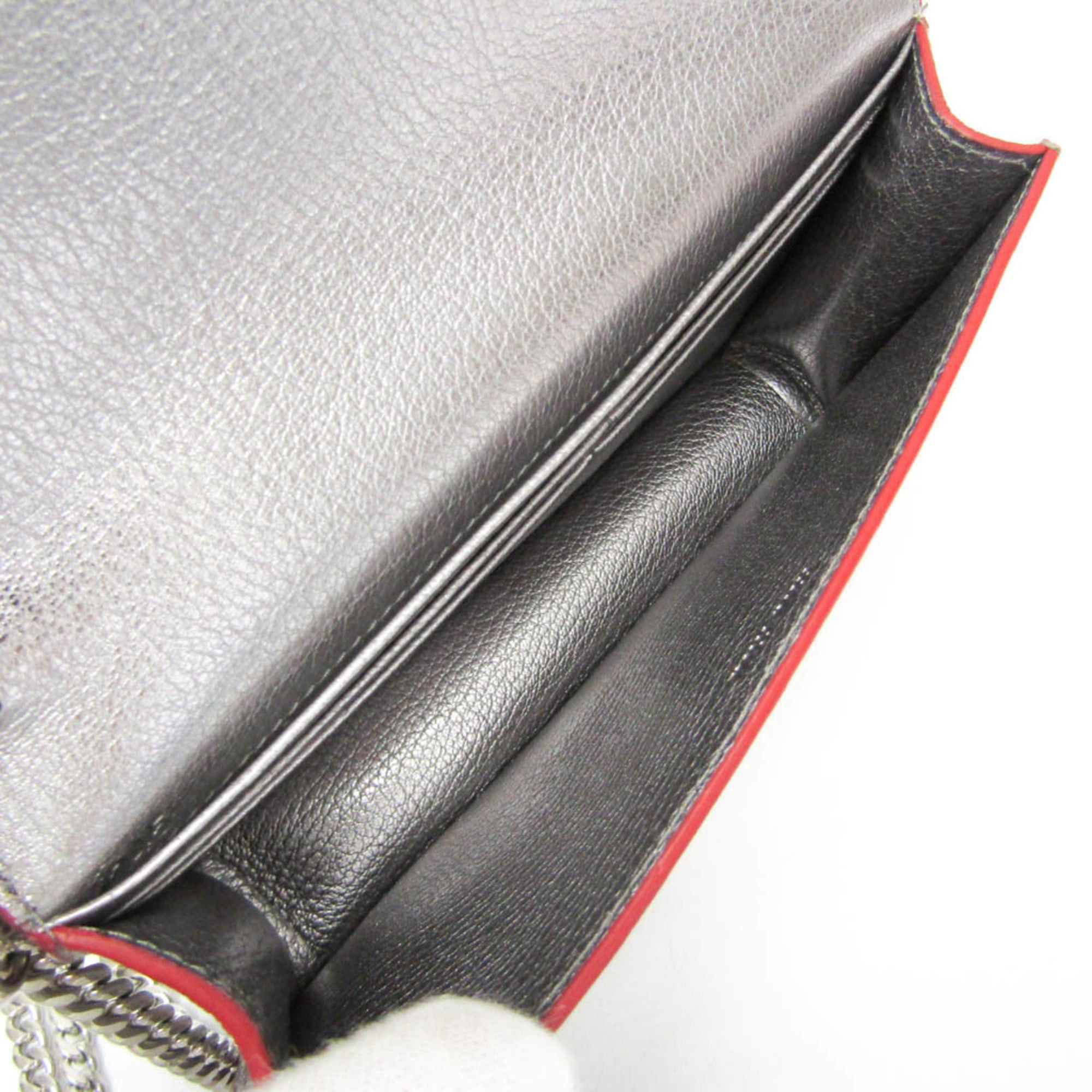 Miu Miu Miu Miu MADRAS LOVE 5DH044 Women's Leather Clutch Bag,Shoulder Bag Silver,Red Color Size ONE SIZE - 4 Thumbnail