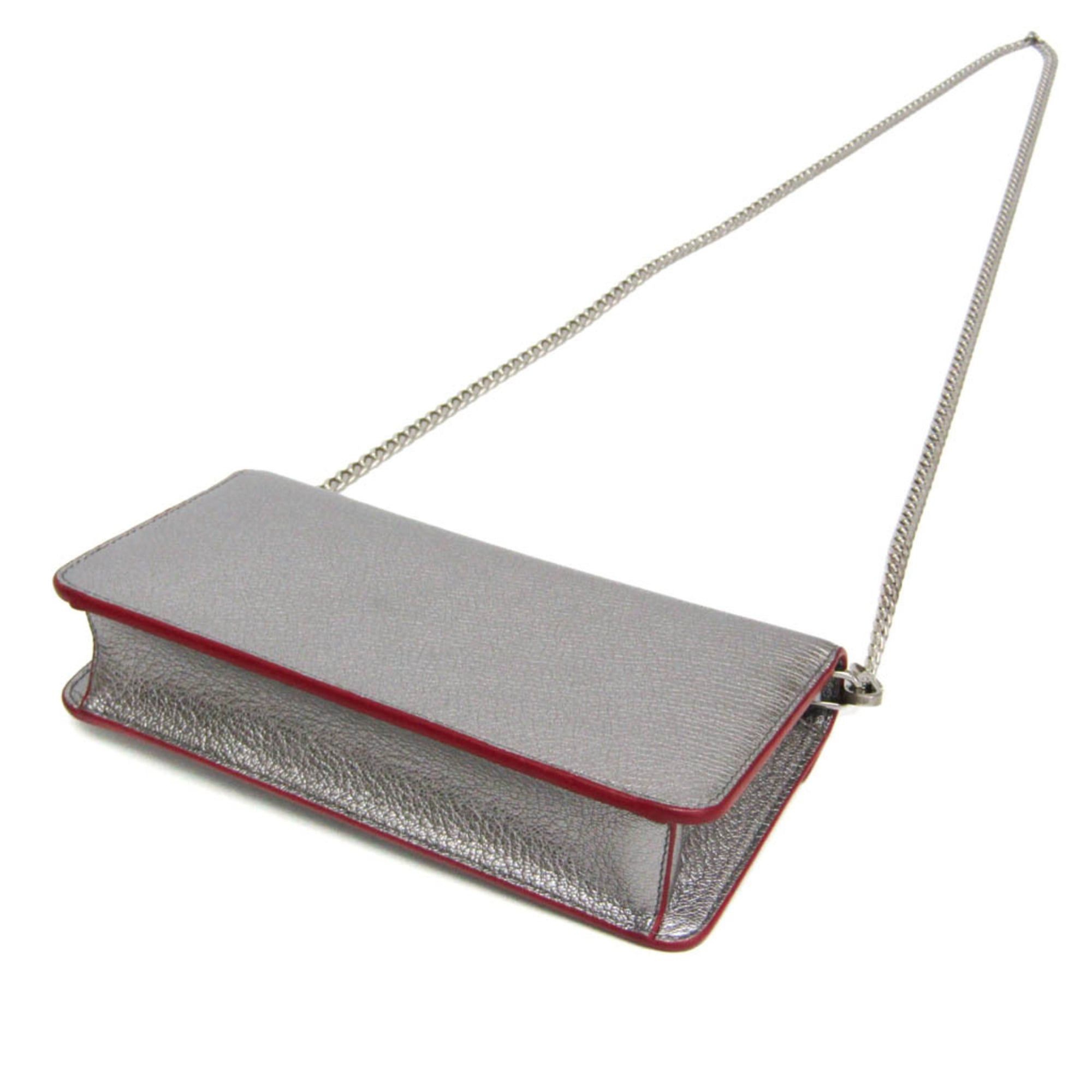 Miu Miu Miu Miu MADRAS LOVE 5DH044 Women's Leather Clutch Bag,Shoulder Bag Silver,Red Color Size ONE SIZE - 3 Thumbnail