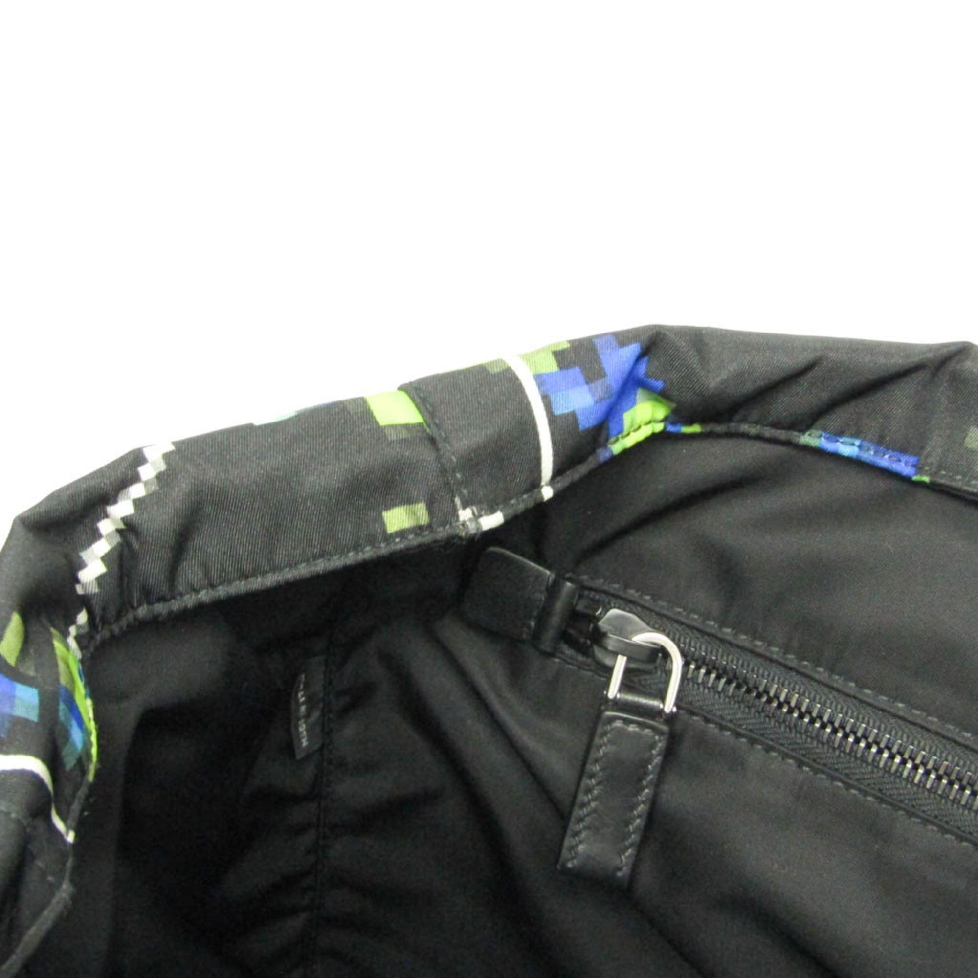 Prada Prada Tessuto 2VG019 Men,Women Nylon,Leather Shoulder Bag,Tote Bag Black,Light Green Size ONE SIZE - 11 Thumbnail