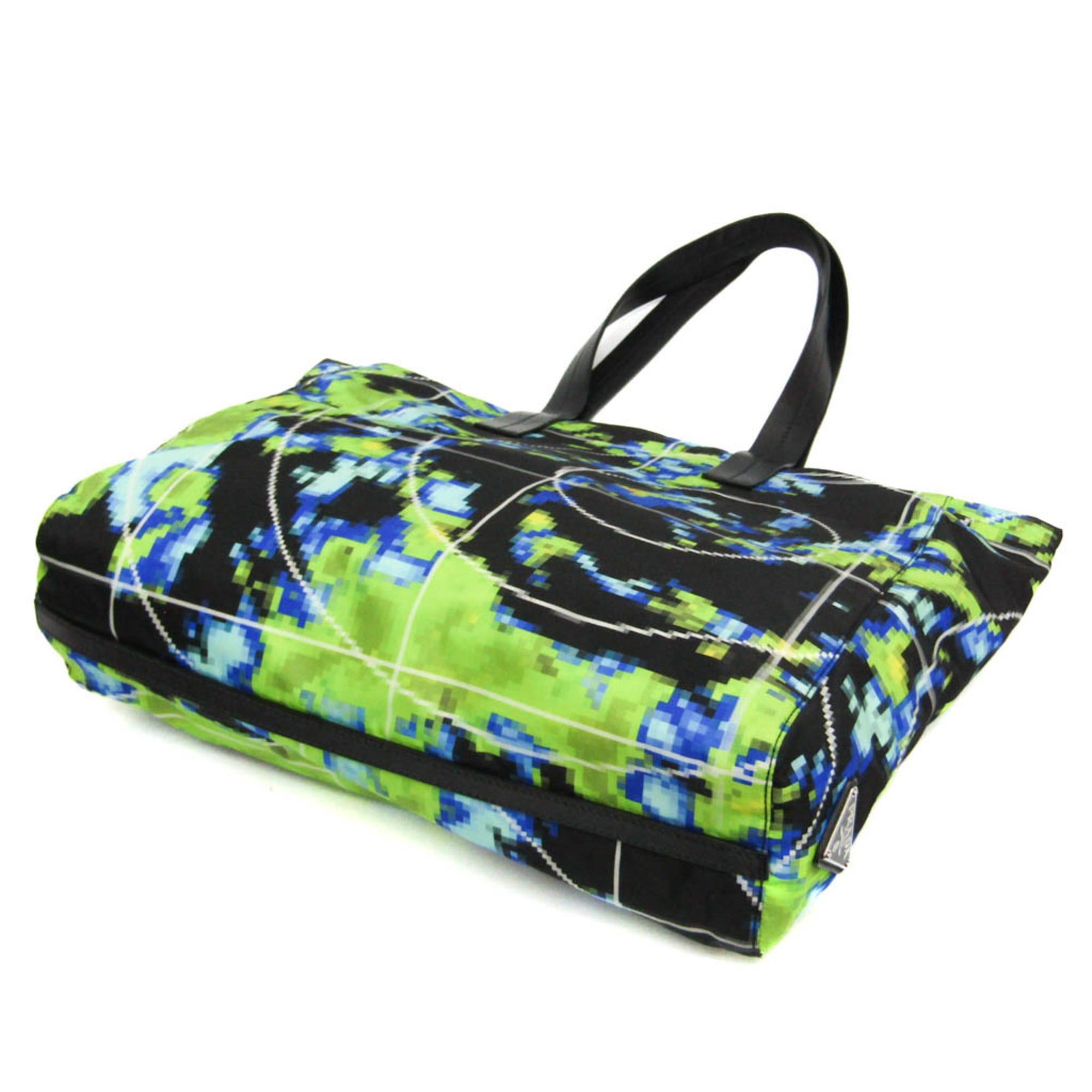 Prada Prada Tessuto 2VG019 Men,Women Nylon,Leather Shoulder Bag,Tote Bag Black,Light Green Size ONE SIZE - 2 Thumbnail