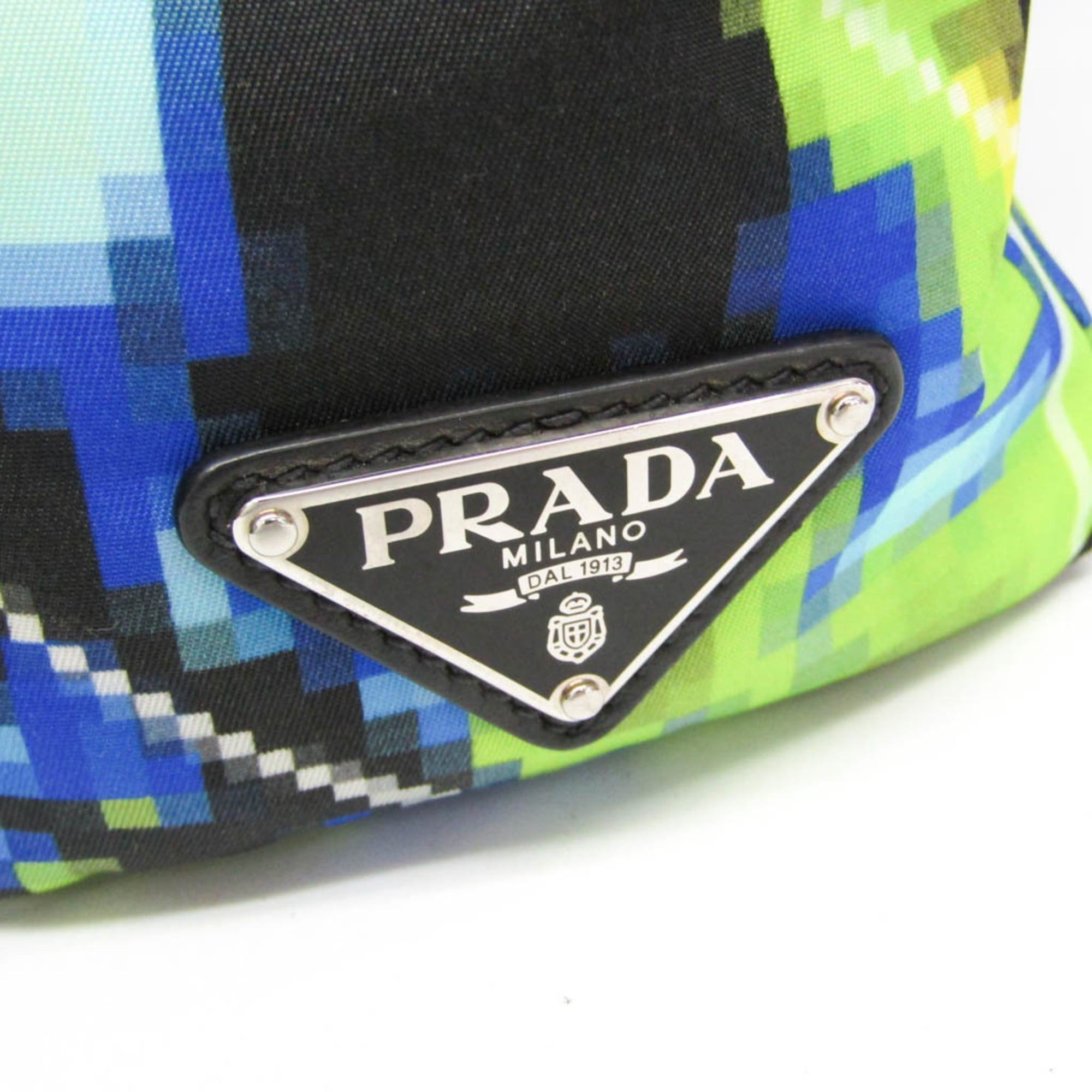 Prada Prada Tessuto 2VG019 Men,Women Nylon,Leather Shoulder Bag,Tote Bag Black,Light Green Size ONE SIZE - 7 Thumbnail
