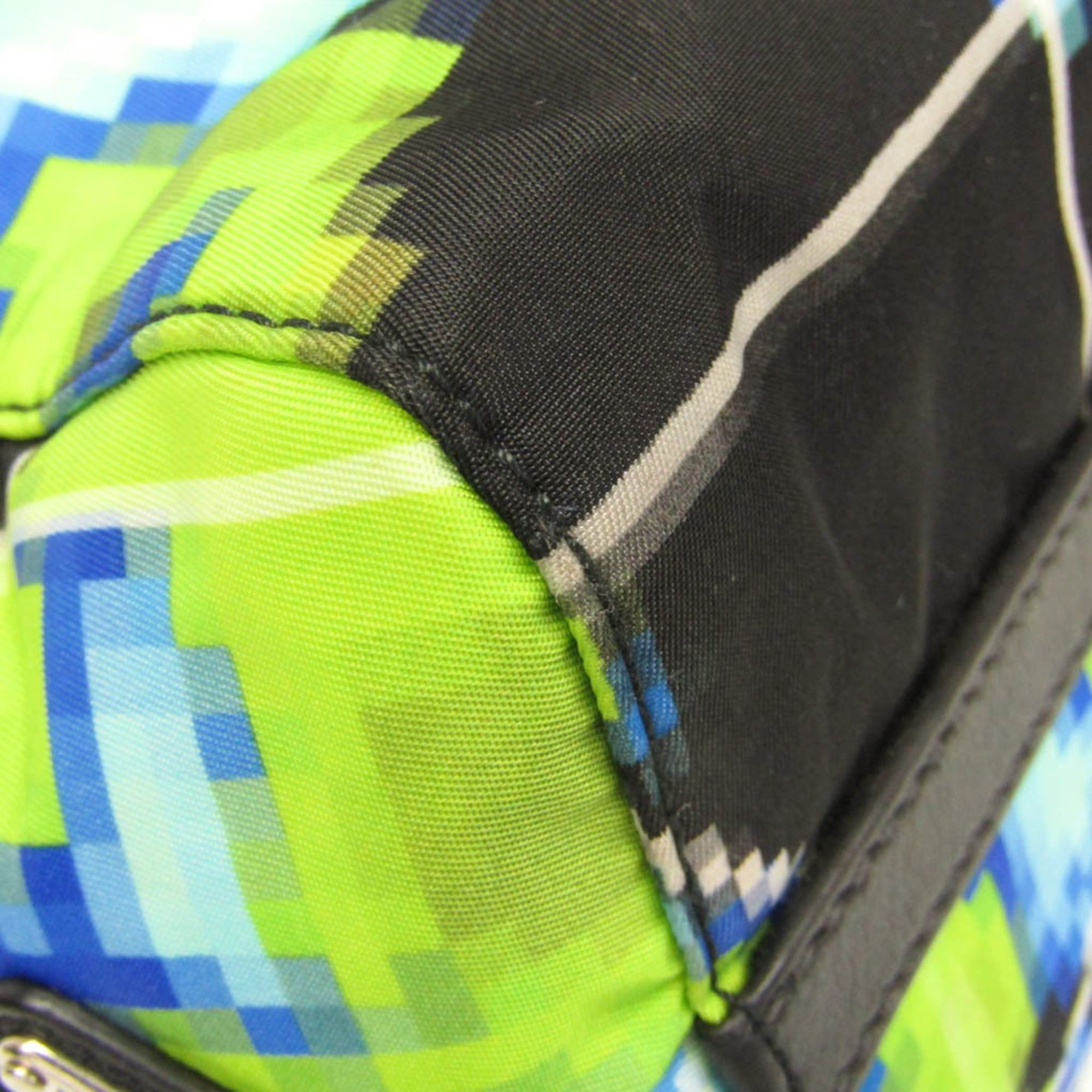 Prada Prada Tessuto 2VG019 Men,Women Nylon,Leather Shoulder Bag,Tote Bag Black,Light Green Size ONE SIZE - 4 Thumbnail