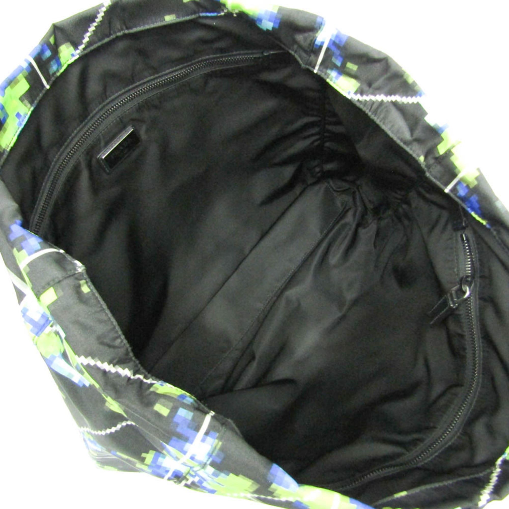 Prada Prada Tessuto 2VG019 Men,Women Nylon,Leather Shoulder Bag,Tote Bag Black,Light Green Size ONE SIZE - 3 Thumbnail