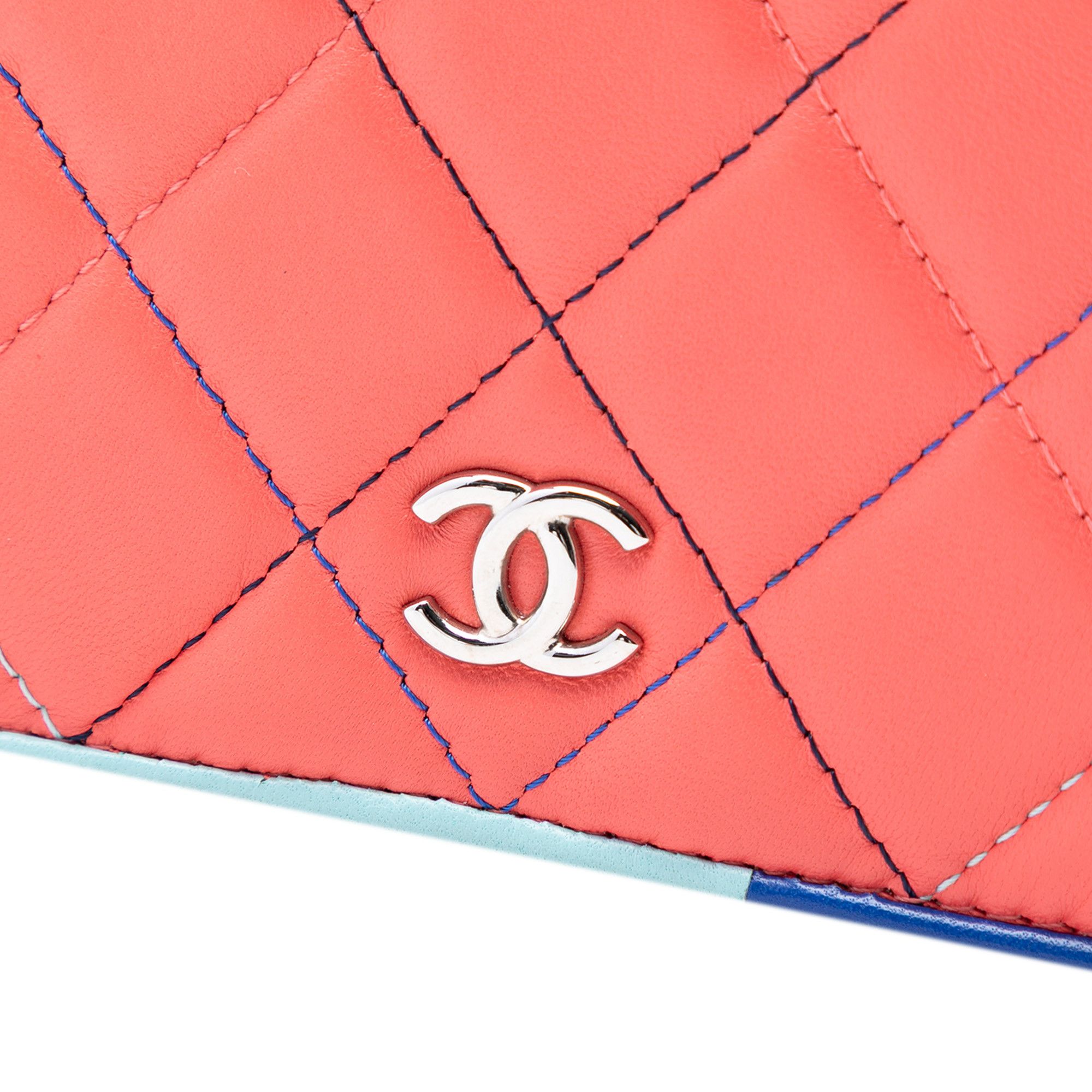 Chanel Chanel CC Quilted Lambskin Multicolor Border Full Flap Wallet on Chain Size ONE SIZE - 6 Thumbnail