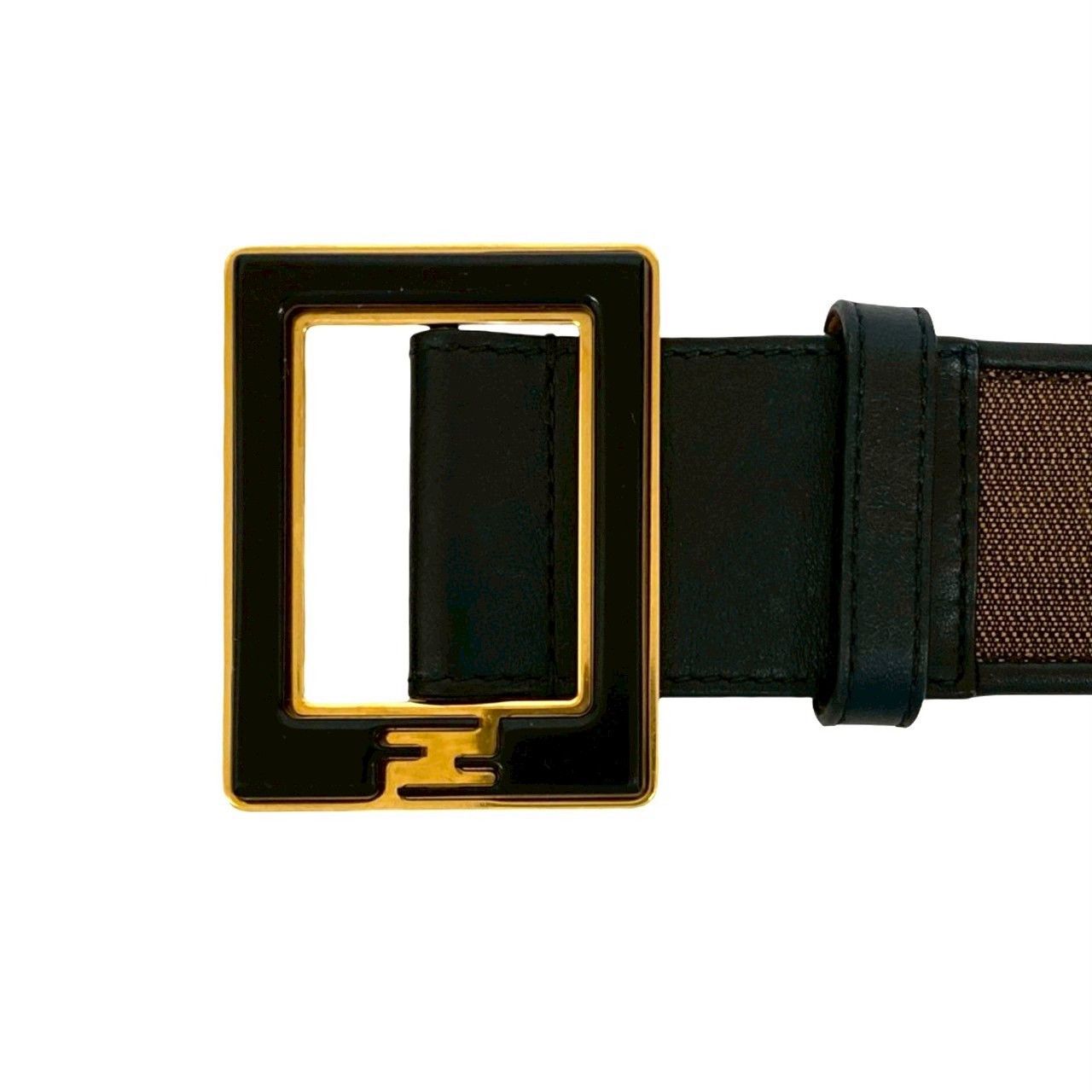Fendi Fendi Fendi Pequin Canvas Leather Belt Textile Belt DUTY FREE for USA Size ONE SIZE - 3 Thumbnail